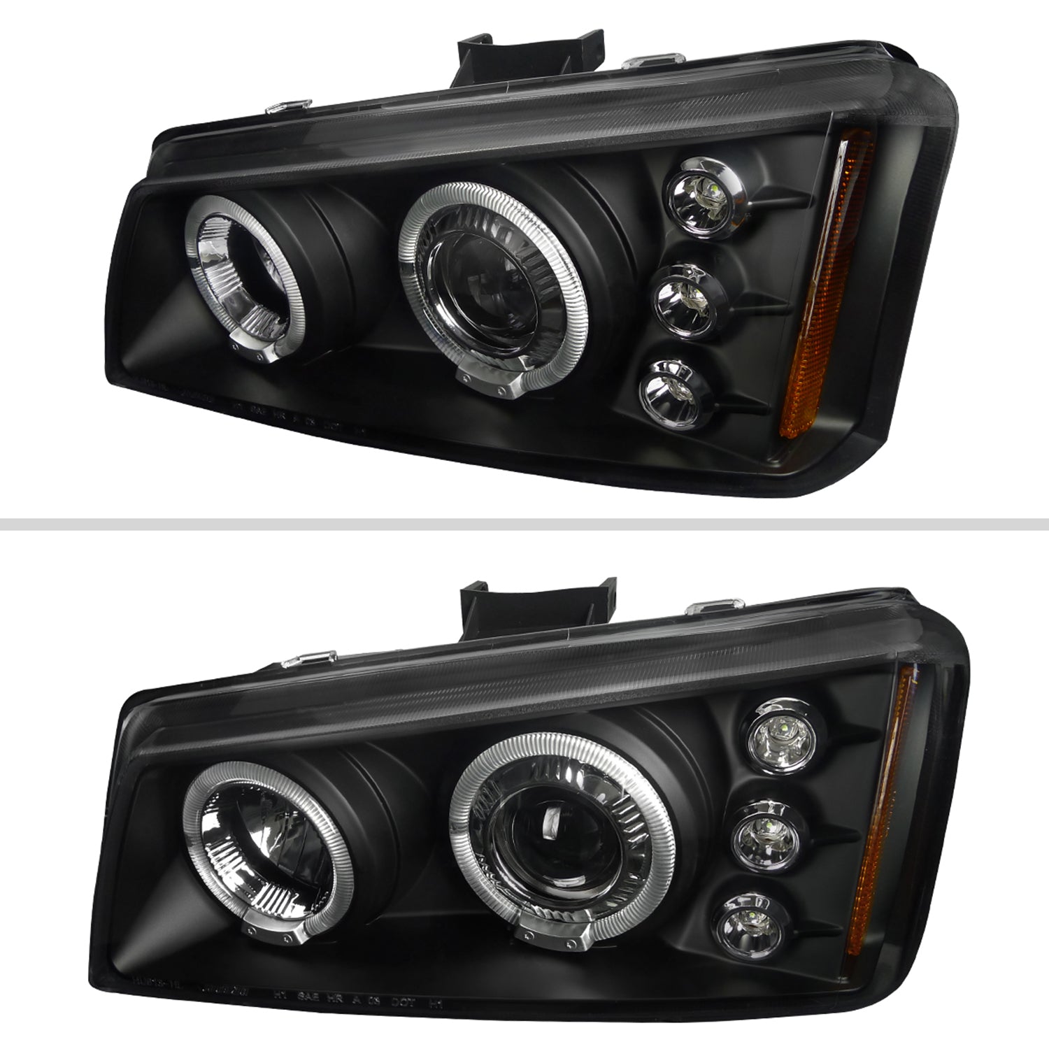2002-2006 Chevy Avalanche/03-2007 Silverado Dual Halo Projector Headlights Black