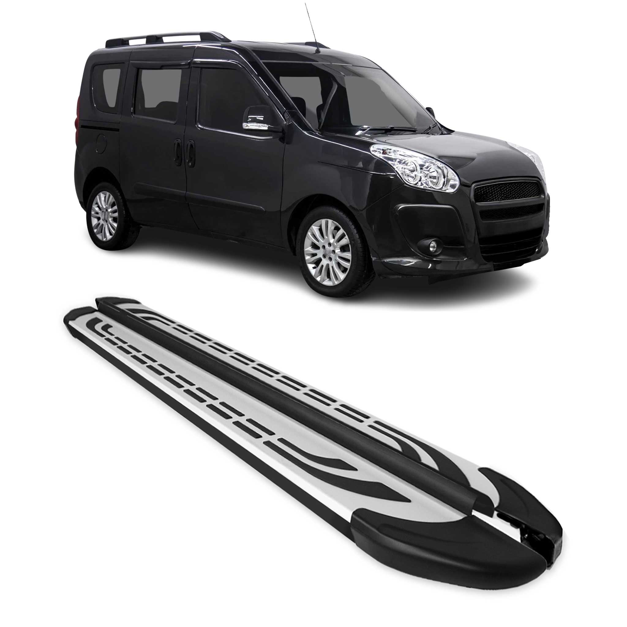 2015-2022 RAM ProMaster City Running Boards Side Steps Silver & Black