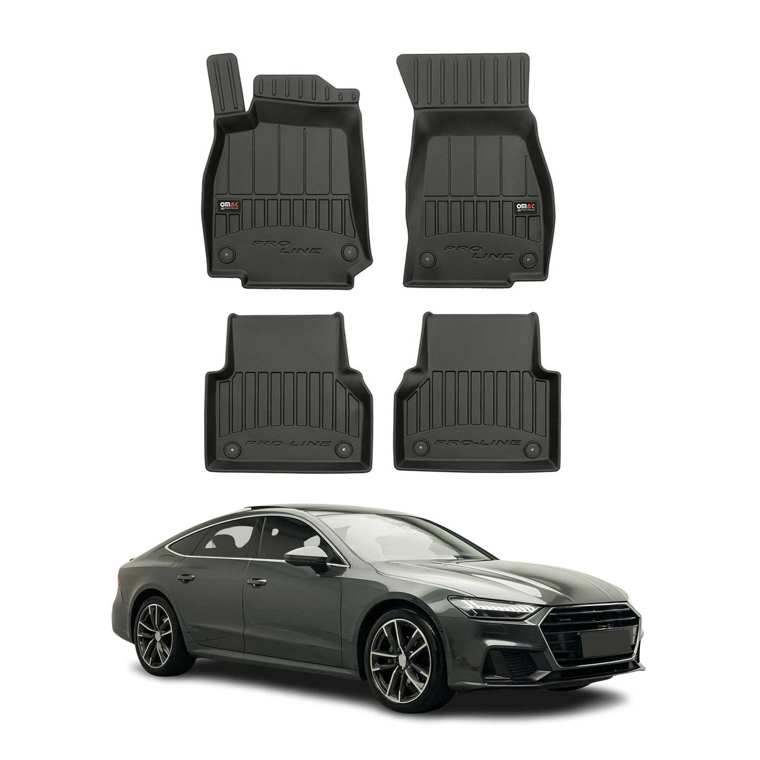 2019-2024 Audi A7 S7 RS7 Sportback (C8 TYP 4K8) Premium Floor Mats Liners Full Set All Weather Heavy Duty