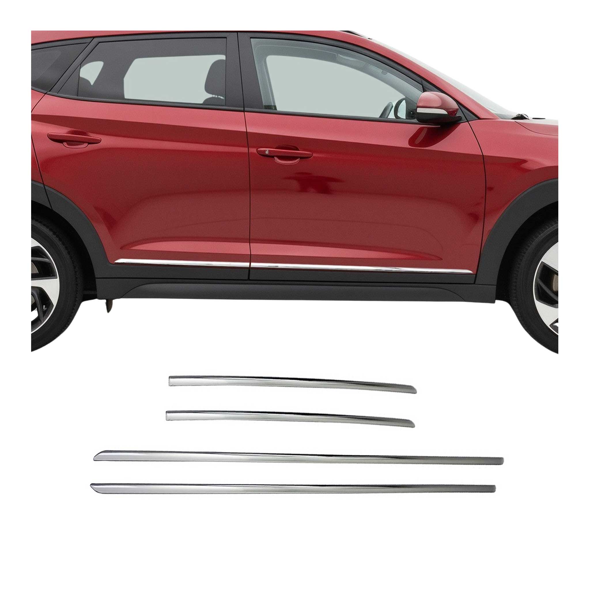 2016-2021 Hyundai Tucson Side Door Molding Trim Skirt Garnish Stainless Steel Silver