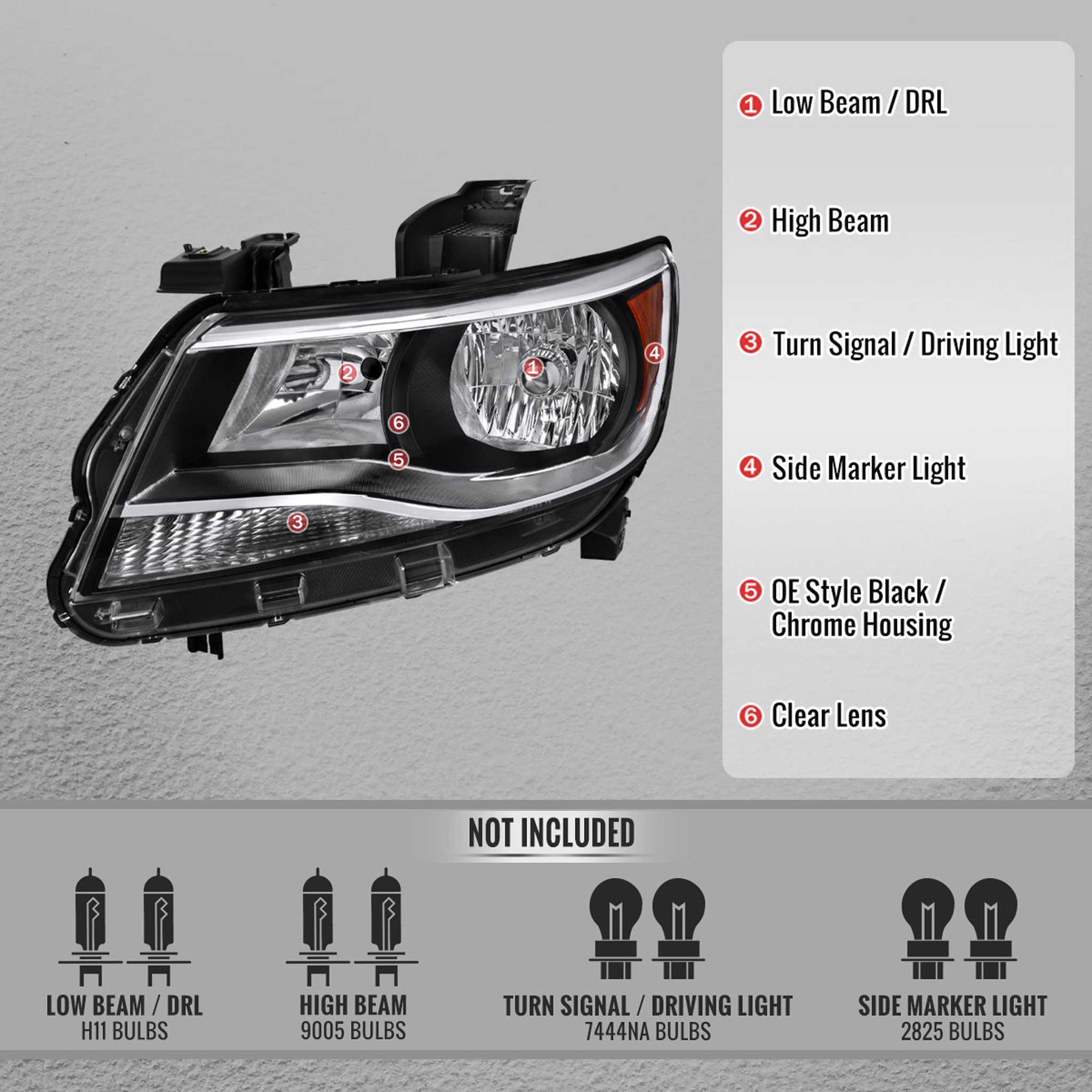 For Chevrolet Colorado 2015-2022 Factory Style Headlights Black Chrome Housing Clear Lens