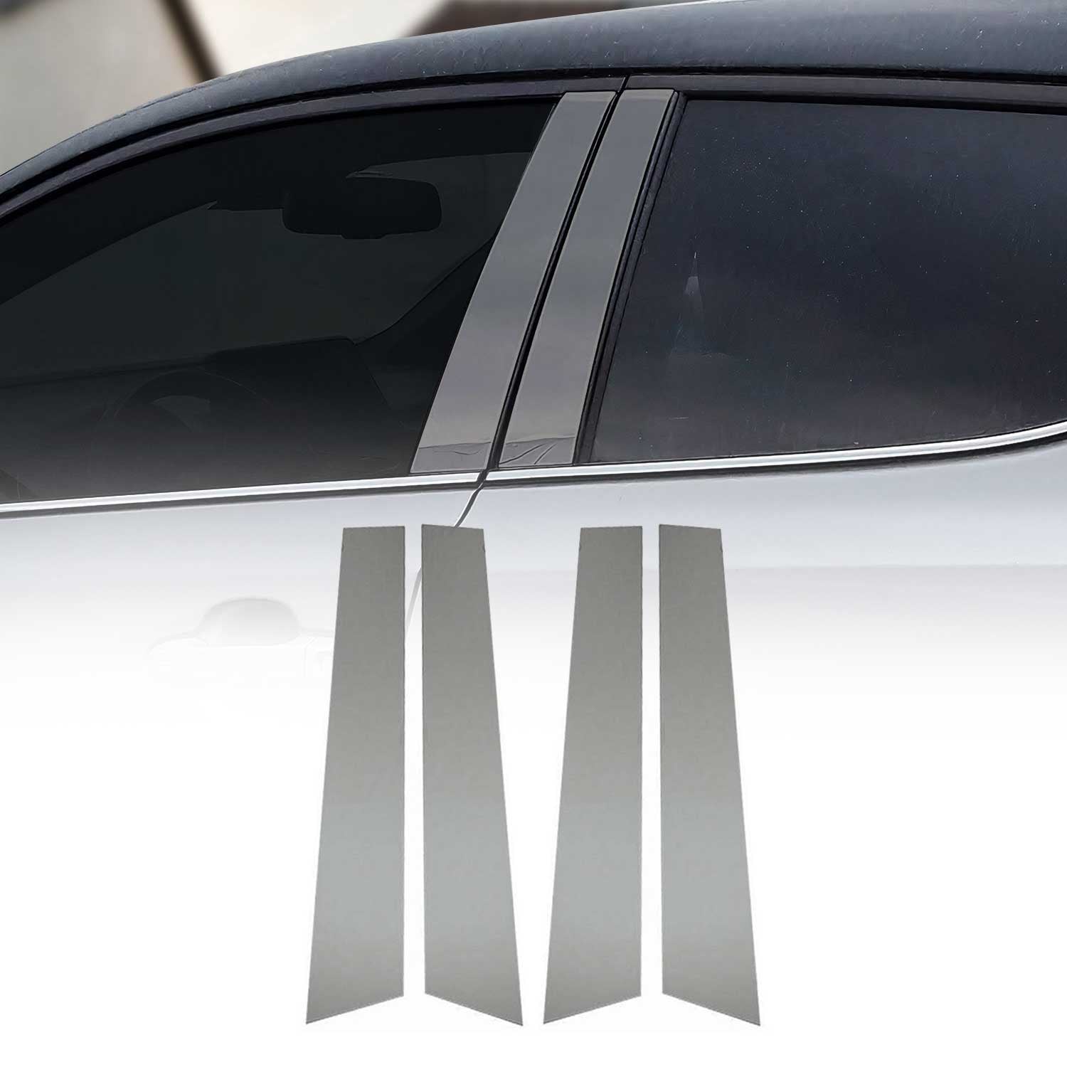 2013-2018 Toyota RAV4 Window B Pillar Posts Door Trim Cover Stainless Steel Dark 4x