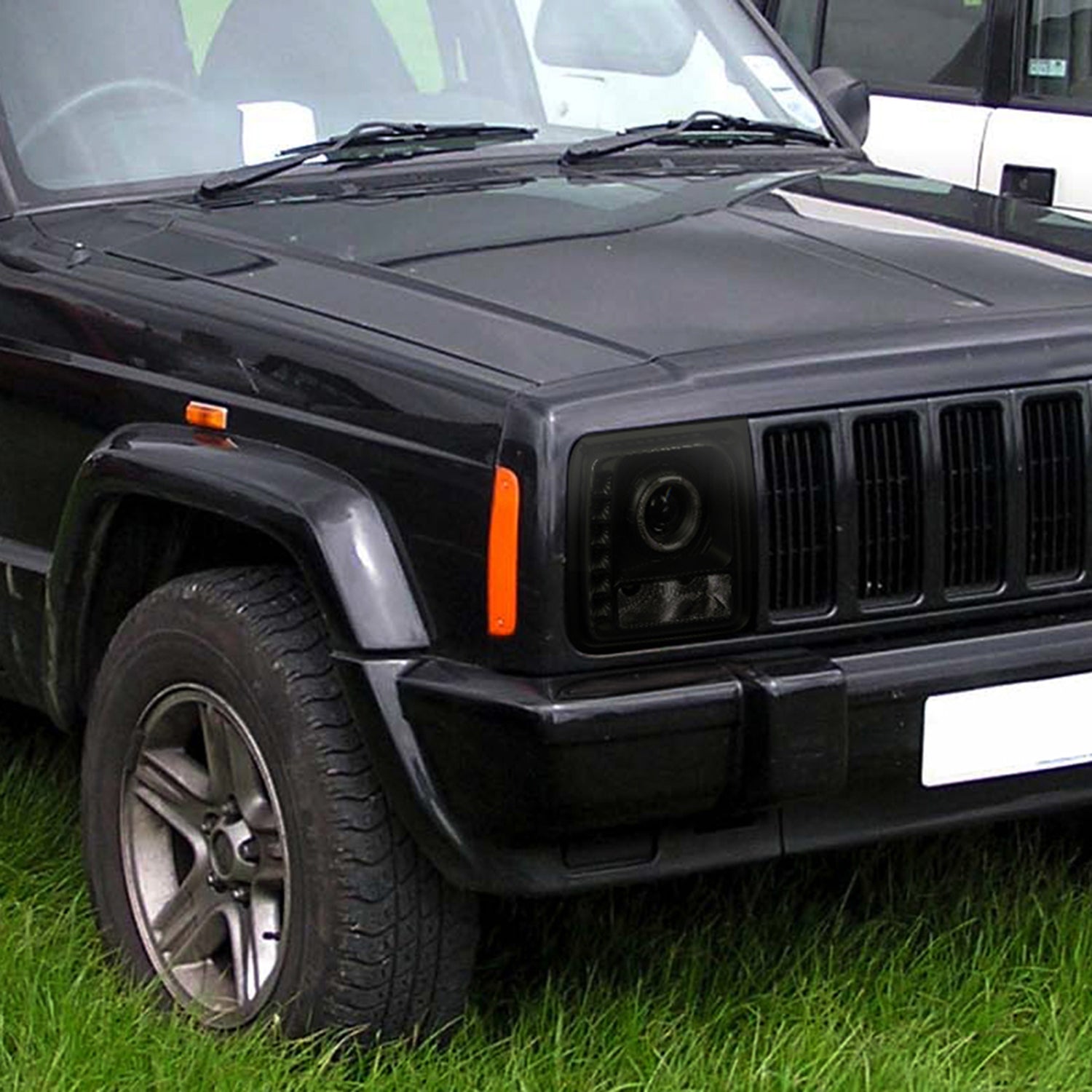 1997-2001 Jeep Cherokee Halo Projector Headlights SMD LED Light Black/Smoke