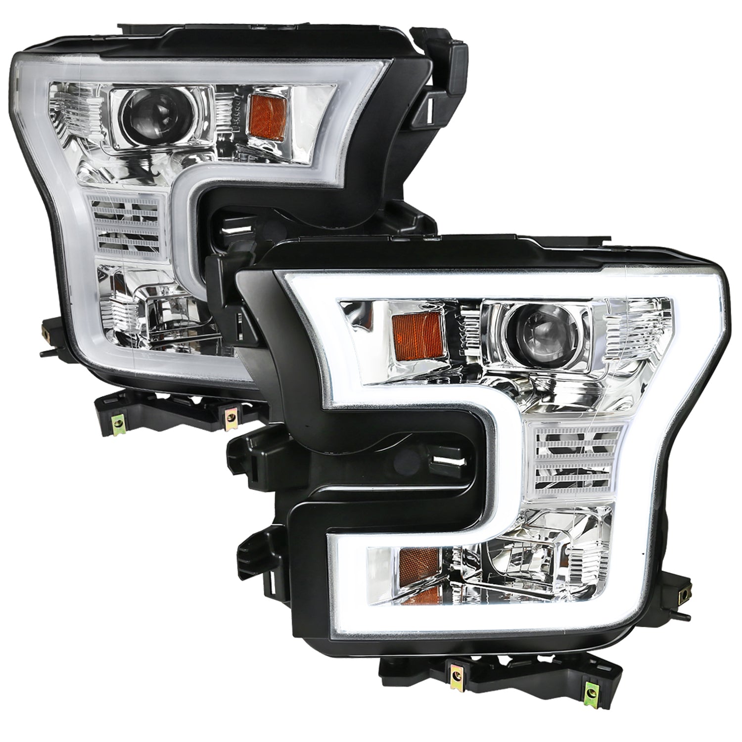 2015-2017 Ford F-150 LED Bar Projector Headlights Chrome Housing/Clear Lens