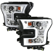 2015-2017 Ford F-150 LED Bar Projector Headlights Chrome Housing/Clear Lens