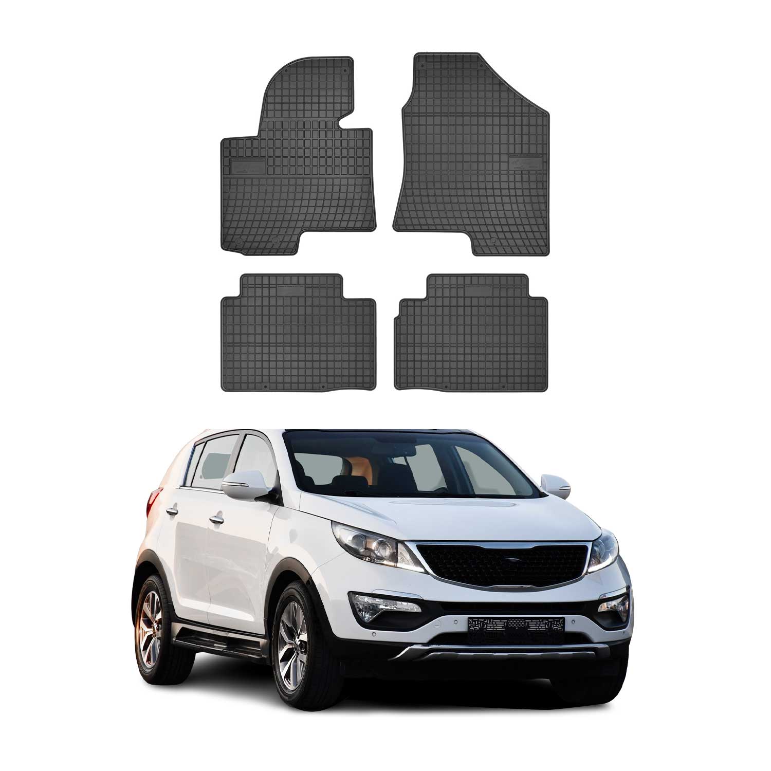 2011-2016 Kia Sportage Floor Mats Liners Full Set All Weather Rubber Black