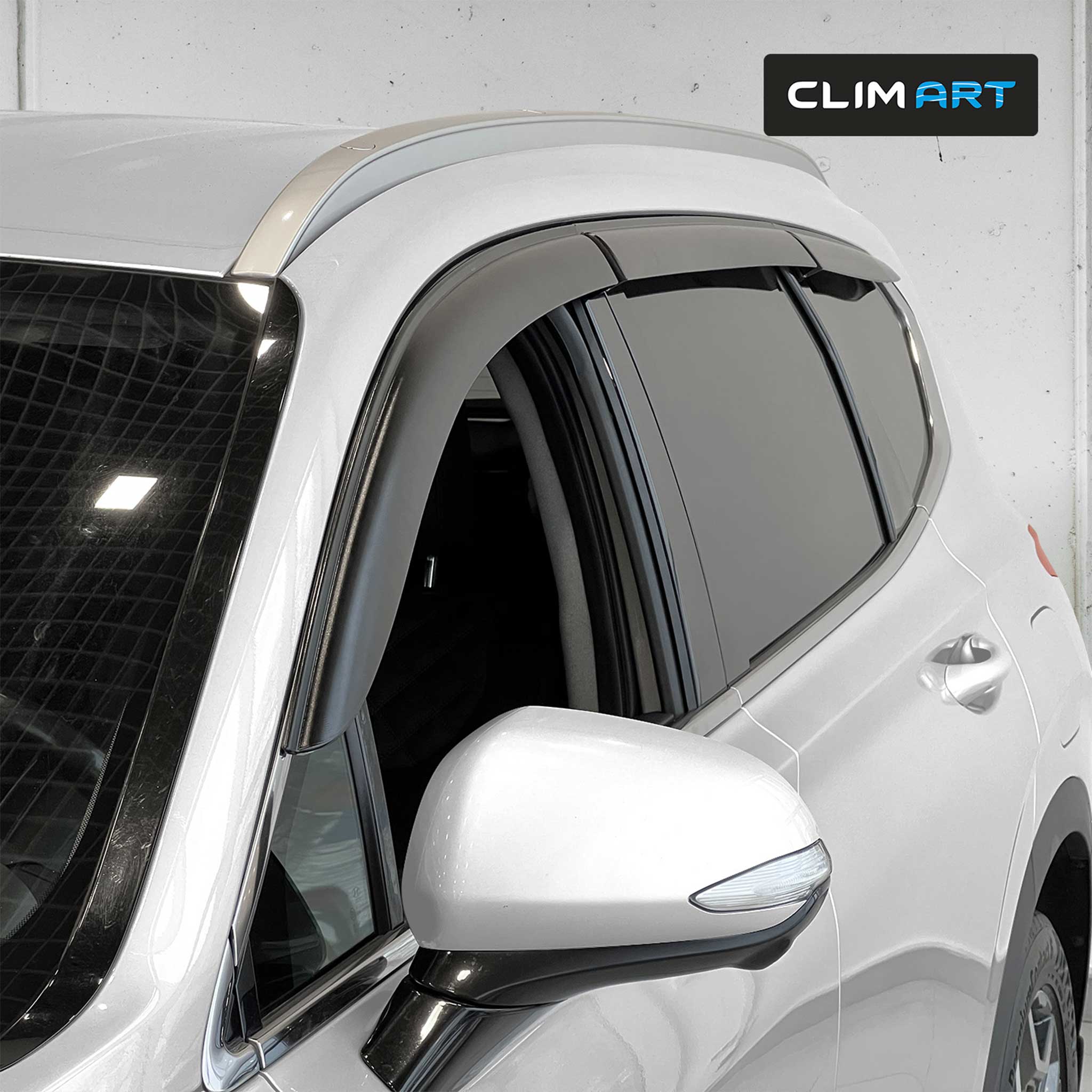 Clim Art Wind Deflectors for Hyundai Santa Fe 2019-2023 Tape-On Dark Smoke 6Pcs