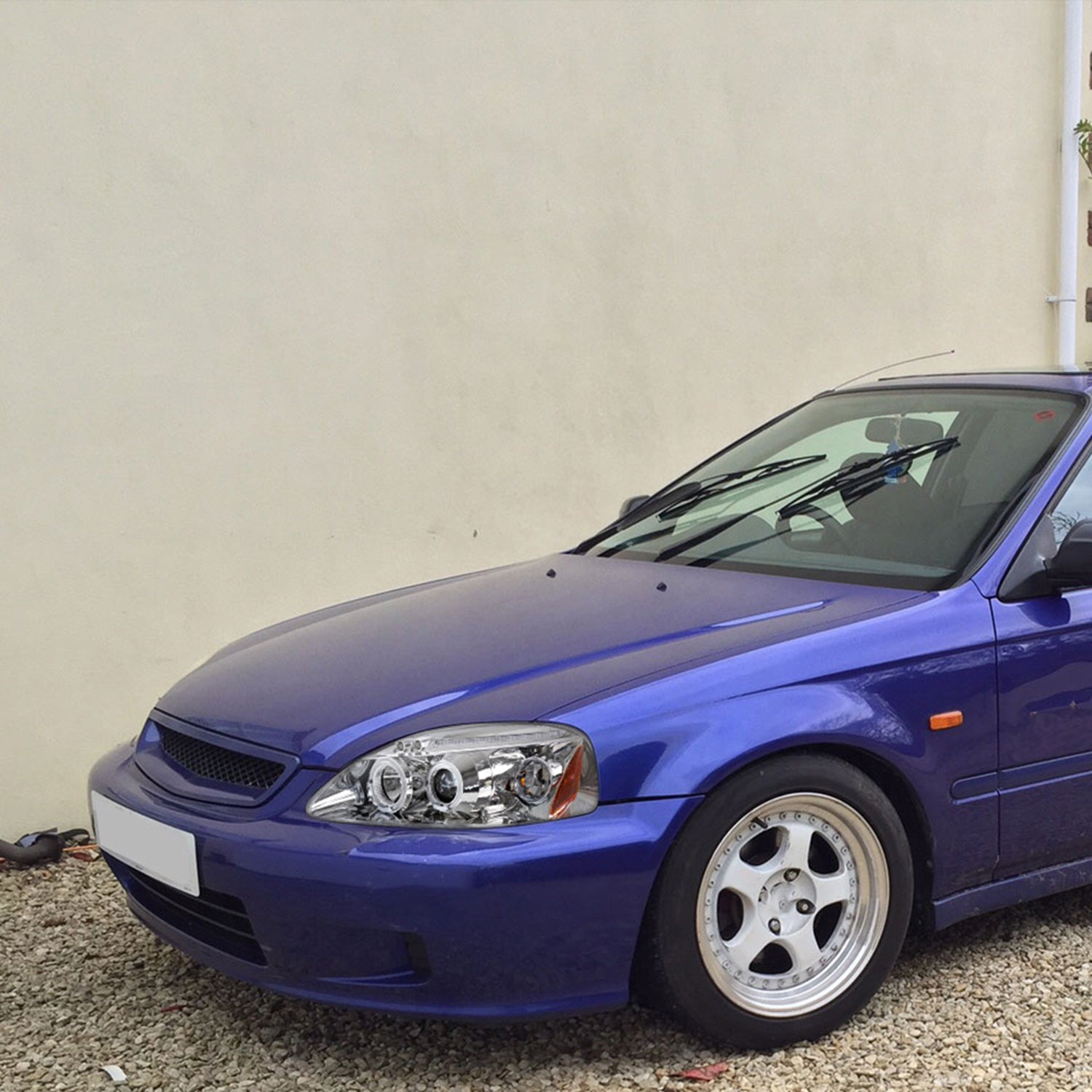 1996-1998 Honda Civic Dual Halo Projector Headlights Chrome/Clear Lens