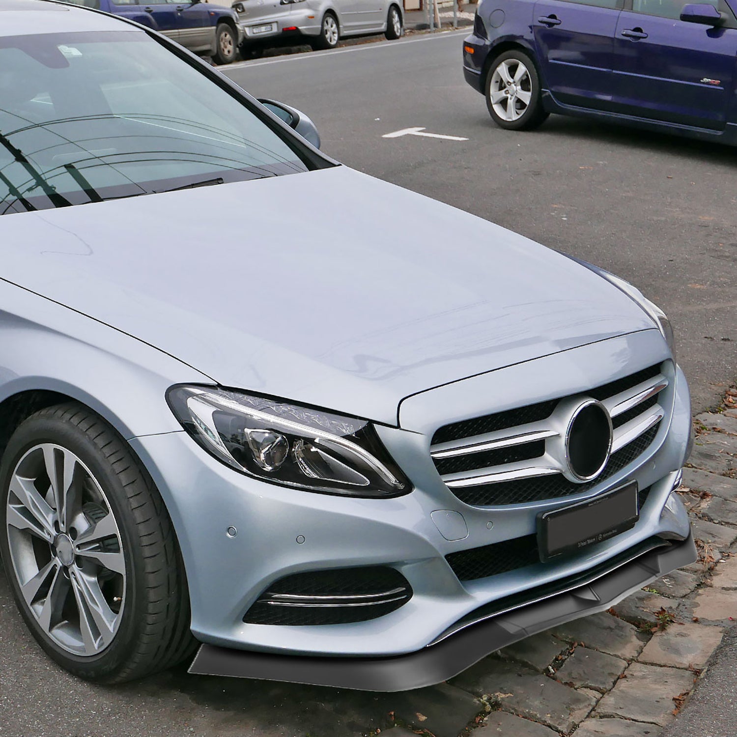 2012-2014 Mercedes Benz W204 C Class Matt Black Front Bumper Lip Splitter Kit