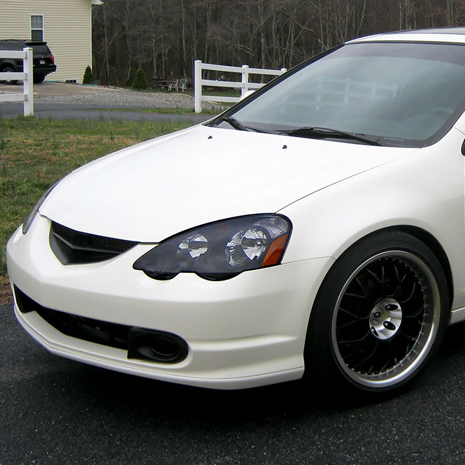 2002-2004 Acura RSX Factory Headlights w/Amber Reflectors Matt Black/Clear