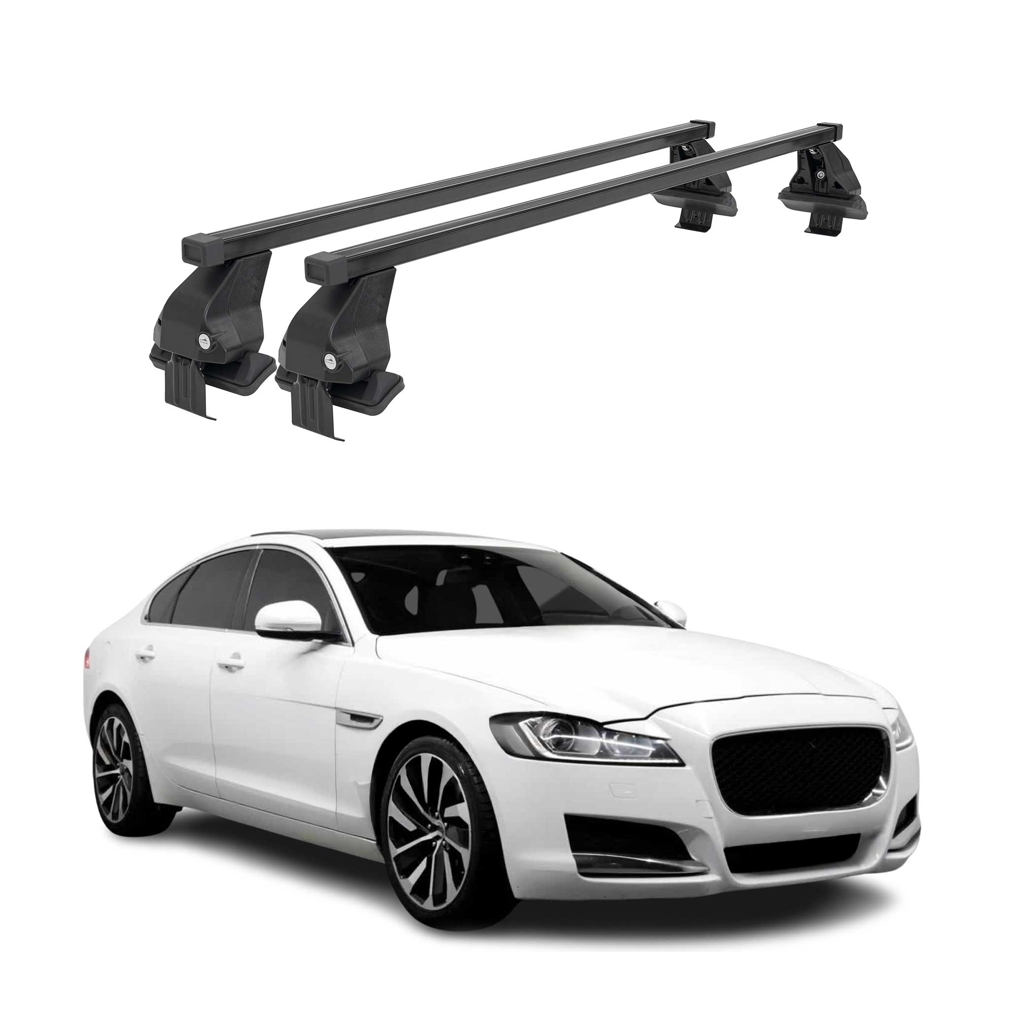 2016-2019 Jaguar XF Sedan Roof Rack Cross Bars Black