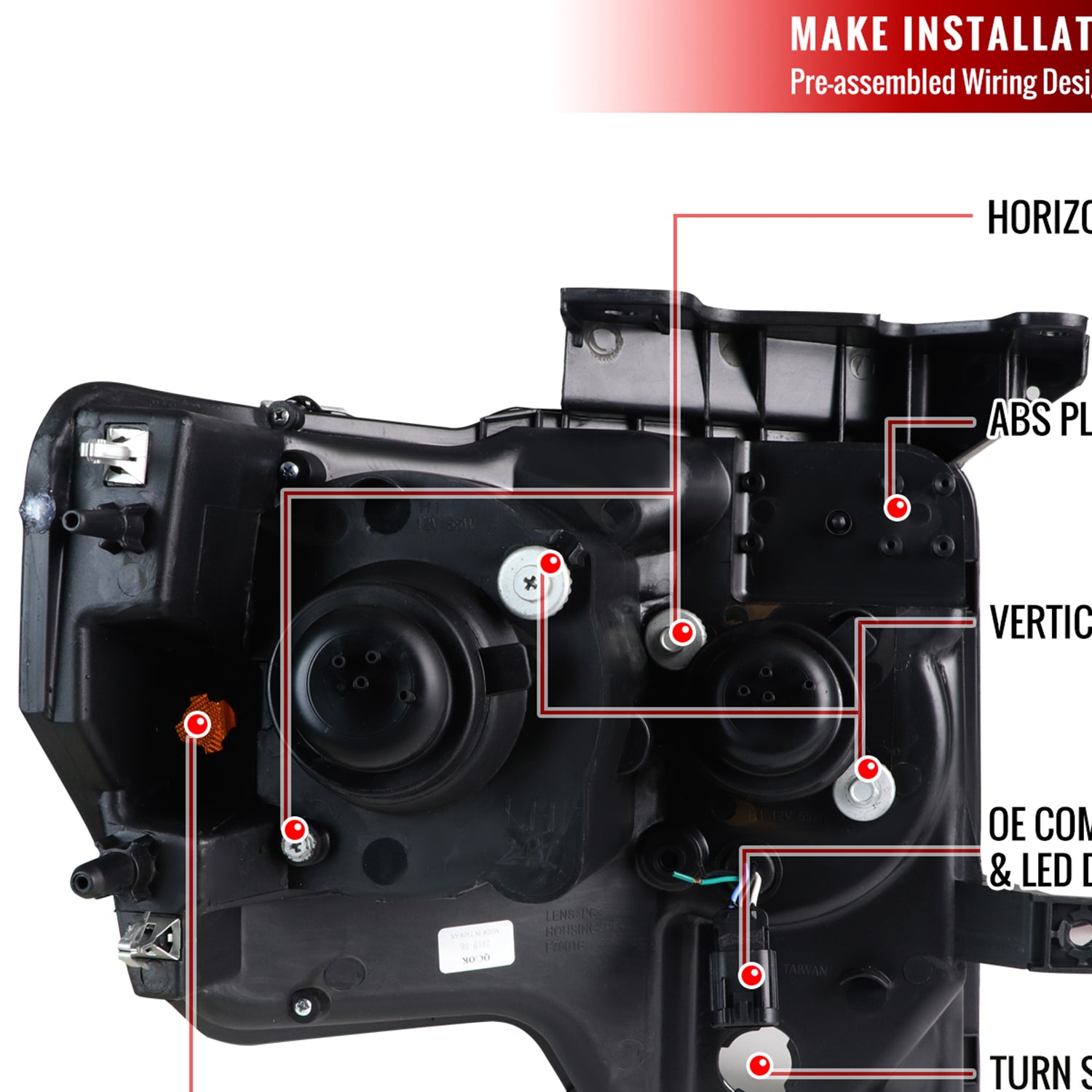 2009-2014 Ford F-150 Dual U-Ring Halo Projector Headlights LED Light Chrome