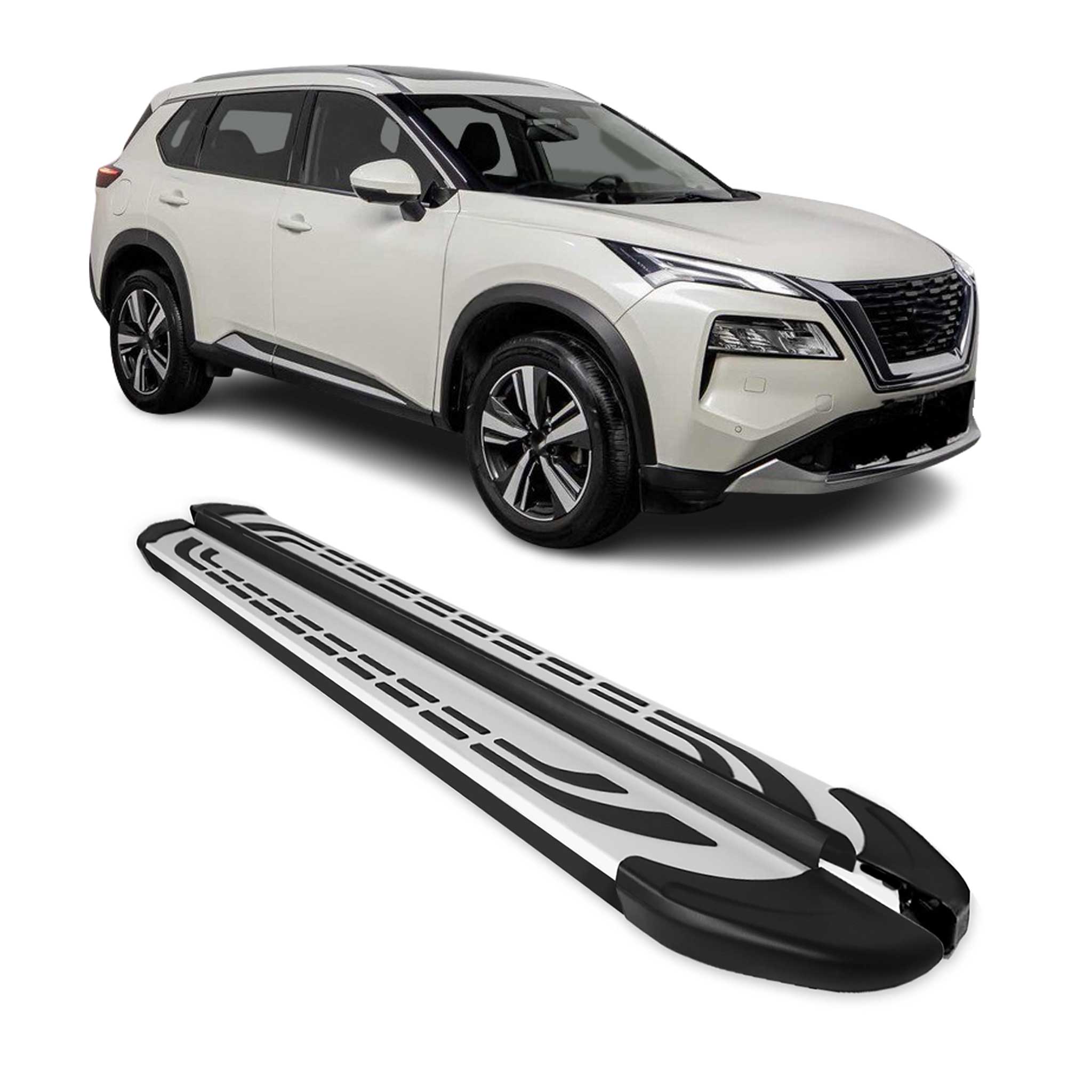 2021-2026 Nissan Rogue Side Step Nerf Bars Running Boards Black Silver Alu