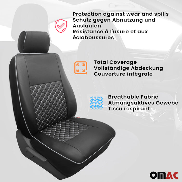 Leather Front Car Seat Cover Protector for Mercedes Metris 2016-2024 Black White