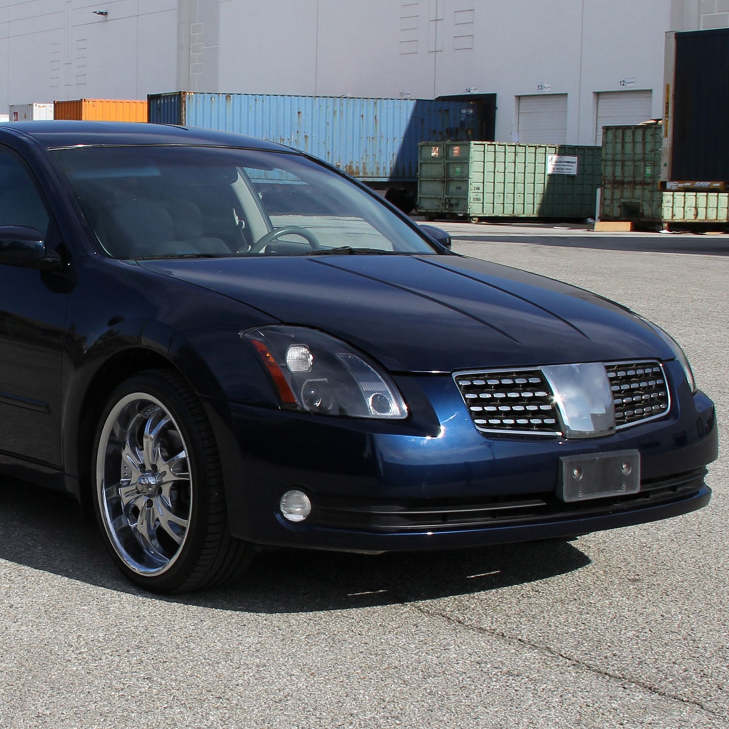 2004-2006 Nissan Maxima Projector Headlights Amber Reflectors Matt Black/Clear