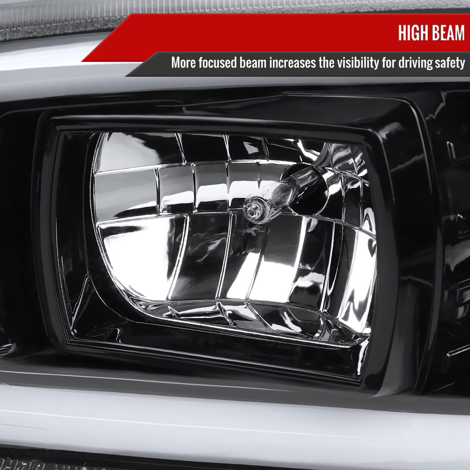 2000-2006 GMC Sierra/Denali/Yukon LED Strip Projector Headlights Glossy Black