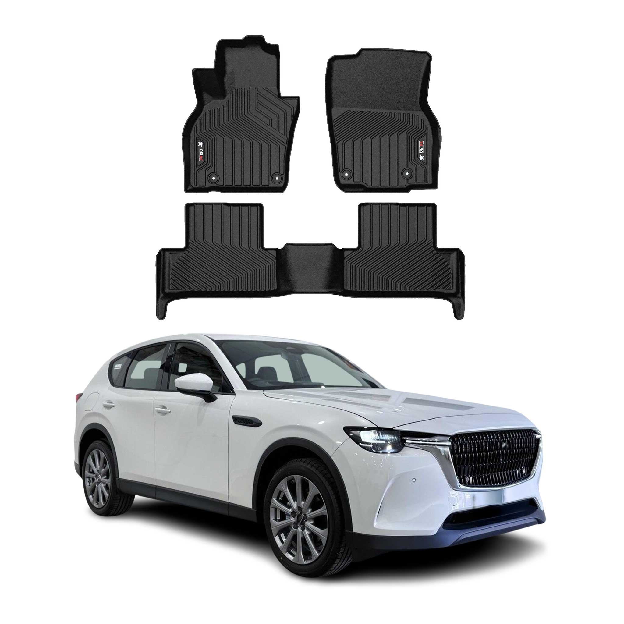 2022-2025 Mazda CX-60 Premium Floor Mats Liners First and Second Row Set Black