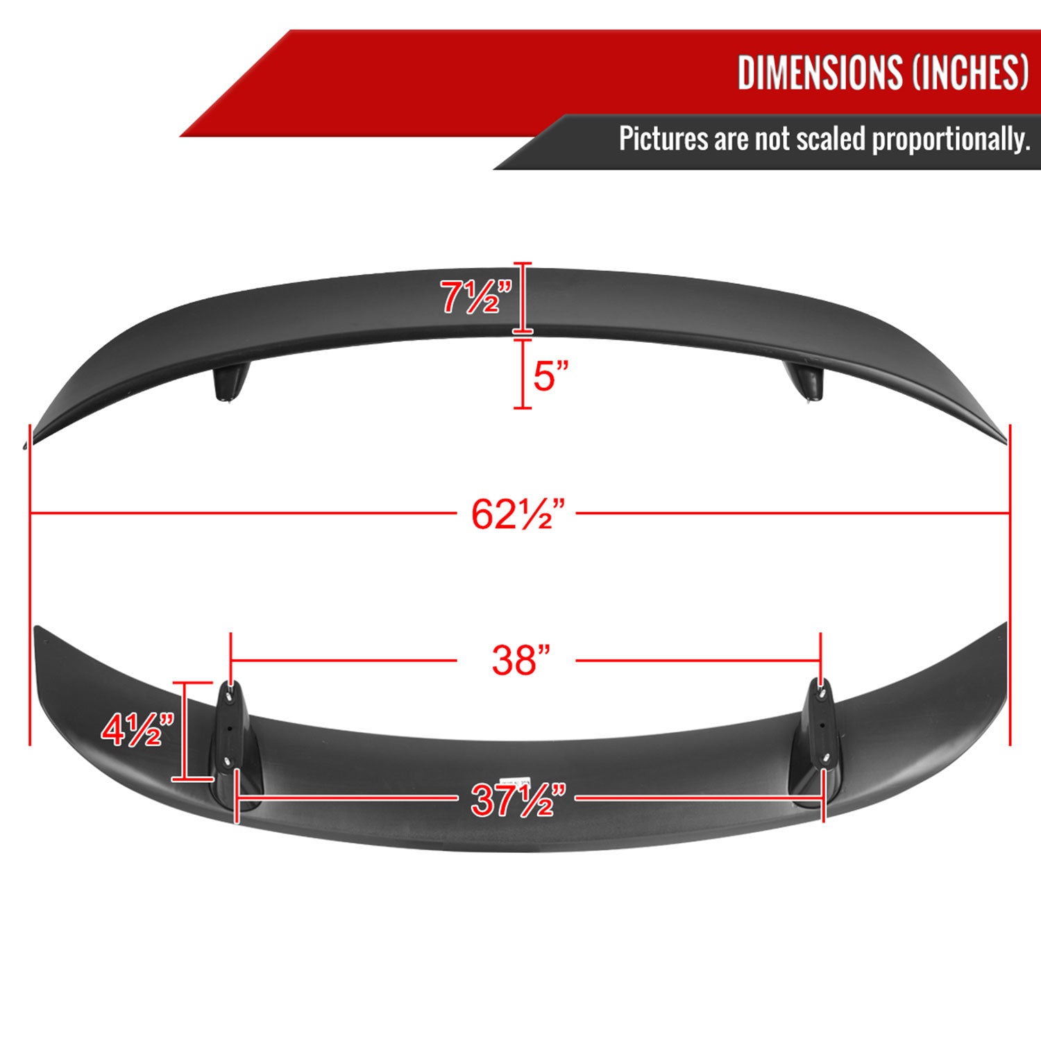 2011-2023 Dodge Charger Black ABS R/T Daytona OE-Style Rear Spoiler Wing