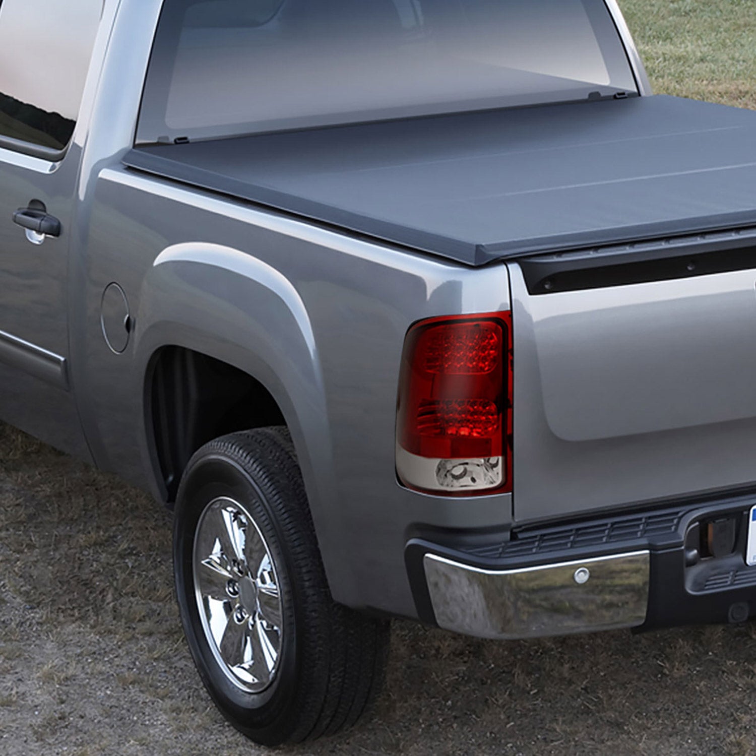 2007-2014 GMC Sierra LED Tail Lights Chrome Housing/Red Clear Lens