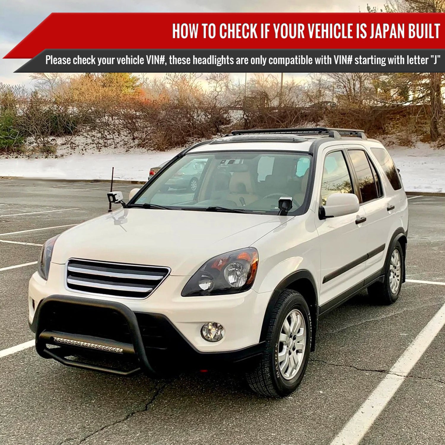 2005-2006 Honda CR-V Factory JP Headlights w/Amber Reflectors Matt Black/Clear