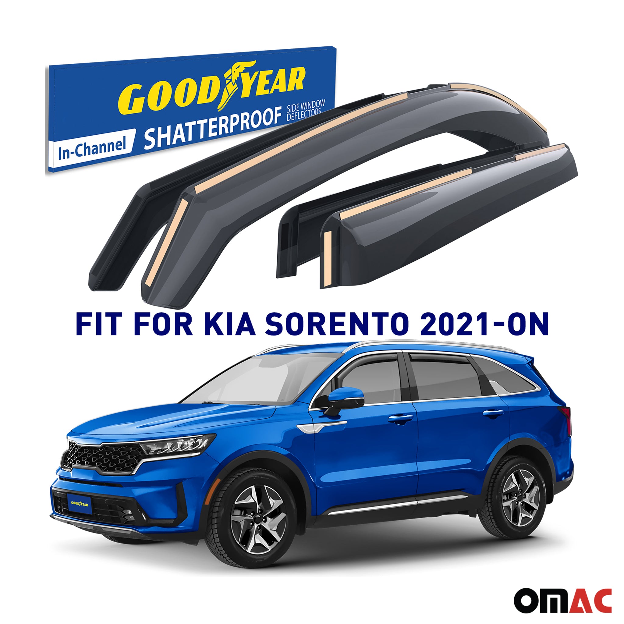 Goodyear Wind Deflectors for Kia Sorento 2021-2025 In-channel Premium Smoke 4x