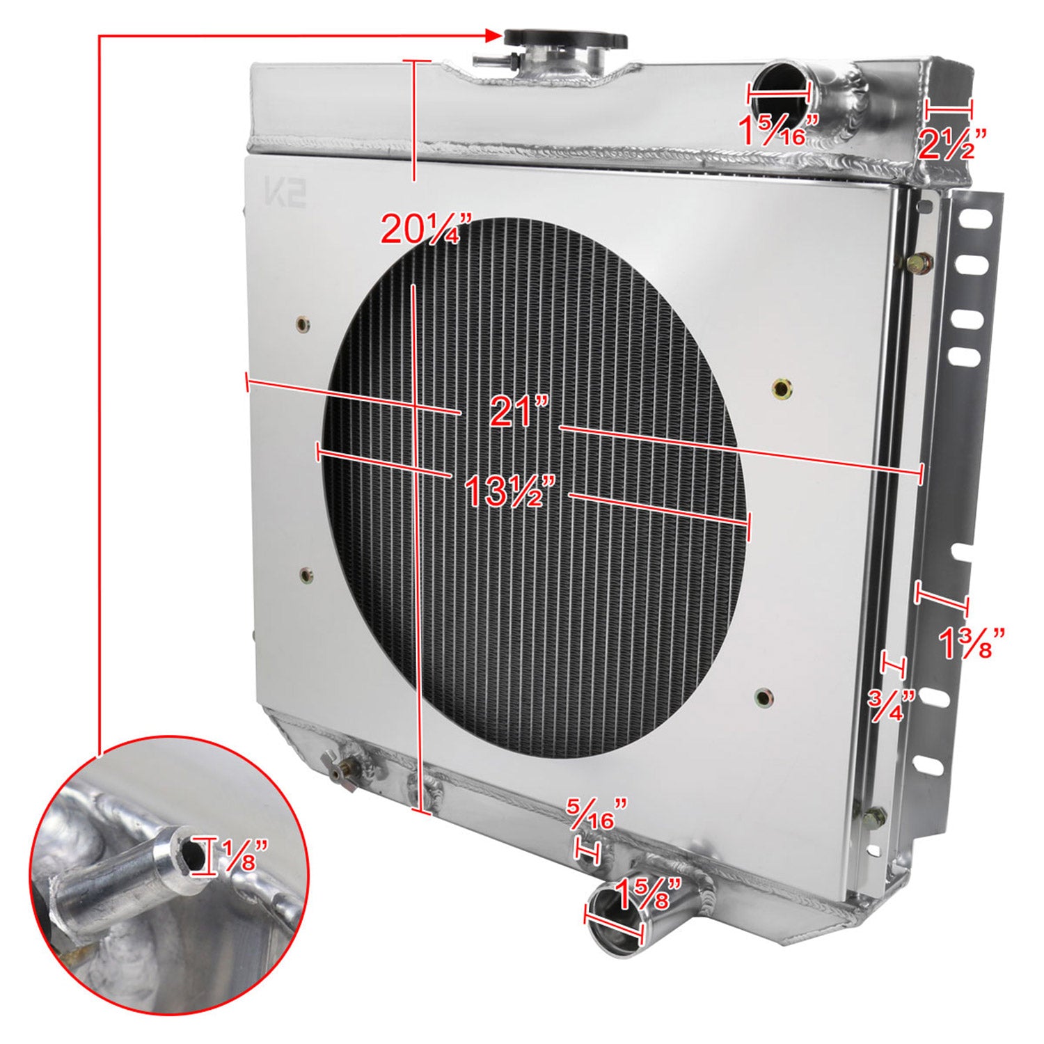 1963-1970 Ford Mustang/Galaxie Mercury Cougar 3Row Radiator & Shroud Fan