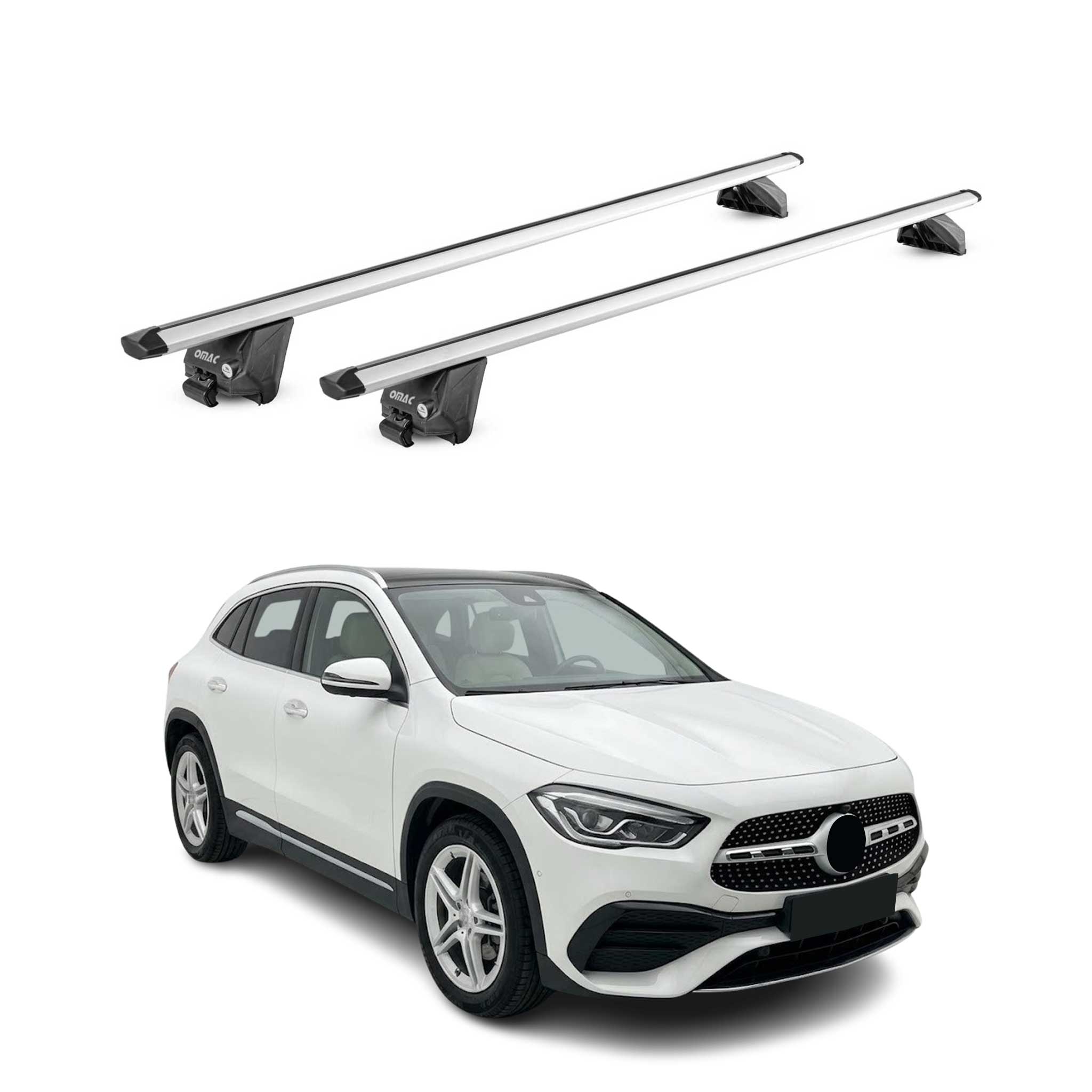 Roof Rack Cross Bars for Mercedes GLA Class H247 2021-2026 Aluminium Grey 2 Pcs
