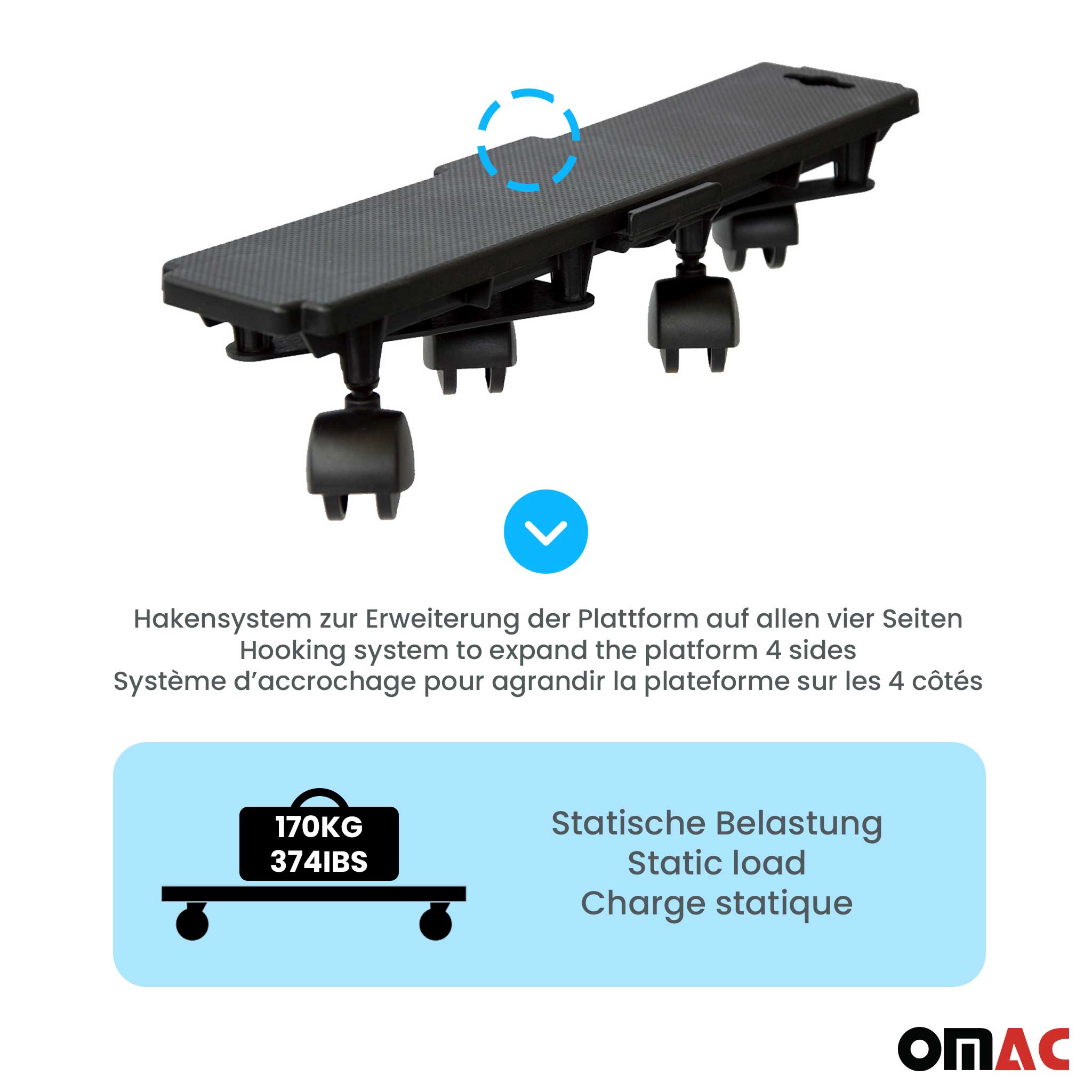 Furniture Transport Dolly 374 lbs Furniture Steering Wheels Step Plate 2 pcs