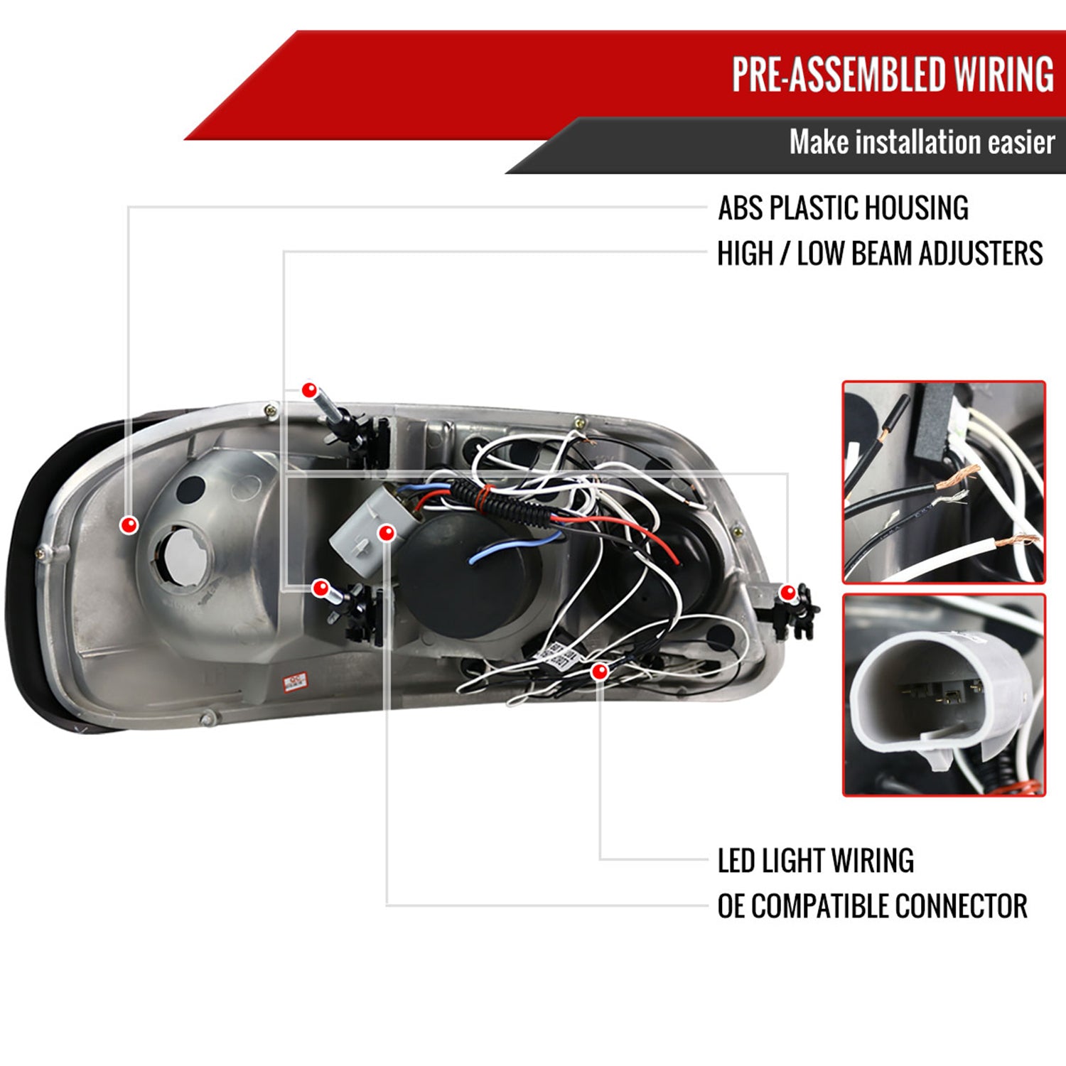 1997-2004 Ford F-150 / Expedition Dual Halo Projector Headlights Jet Black