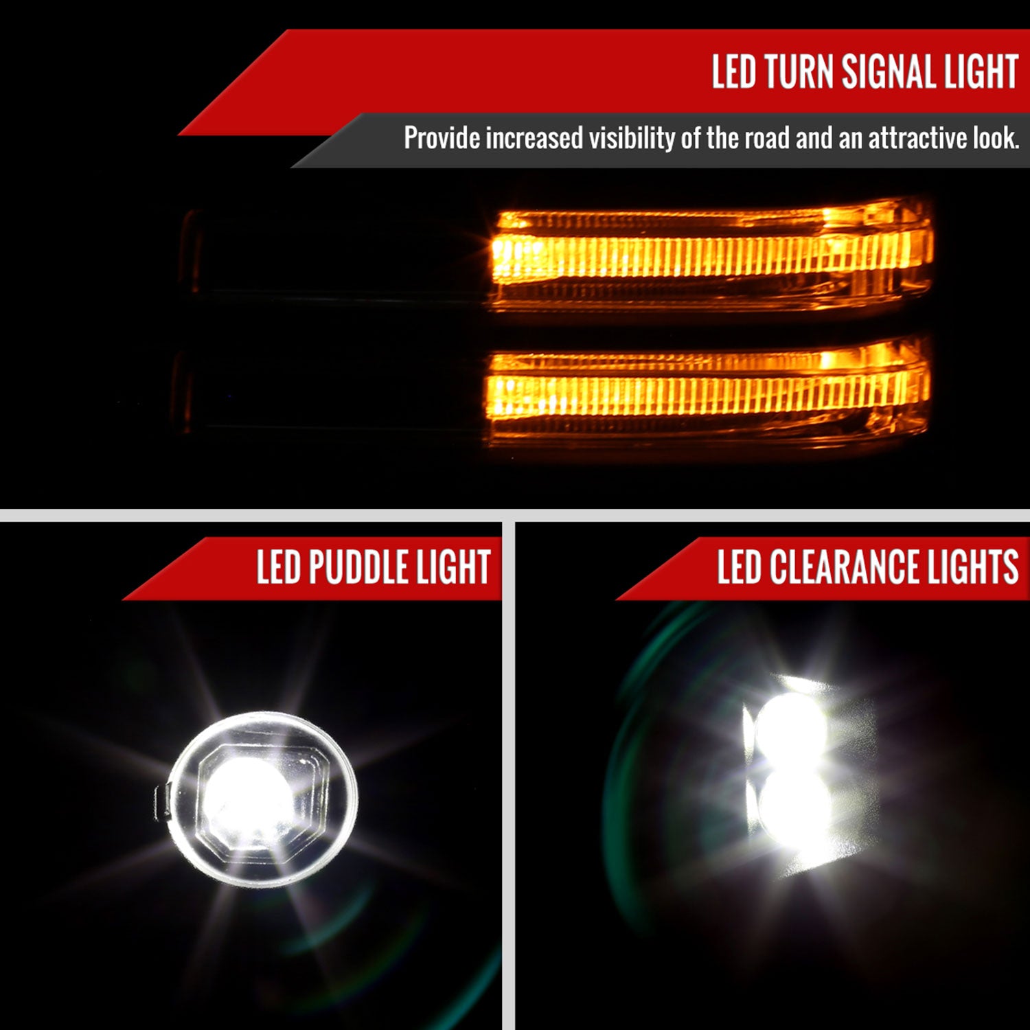 2019-2022 GMC Sierra 1500 Heated Black Towing Mirrors Smoke &Clearance Lights