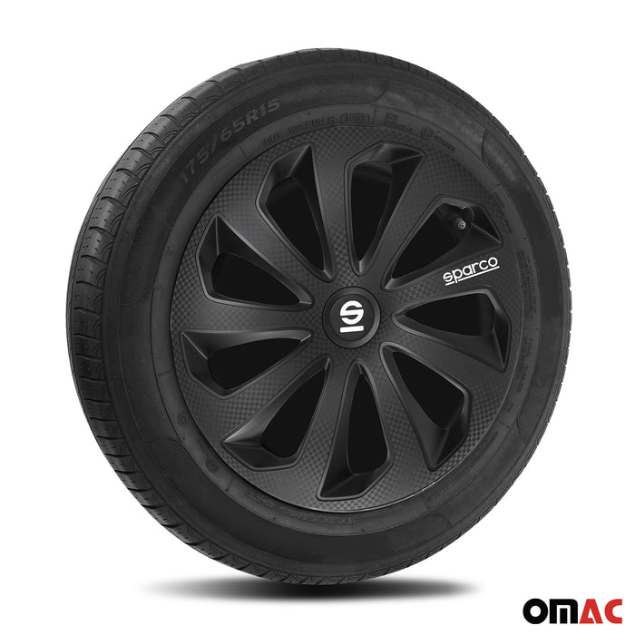 15" Sparco Sicilia Wheel Covers Hubcaps Black 4 Pcs
