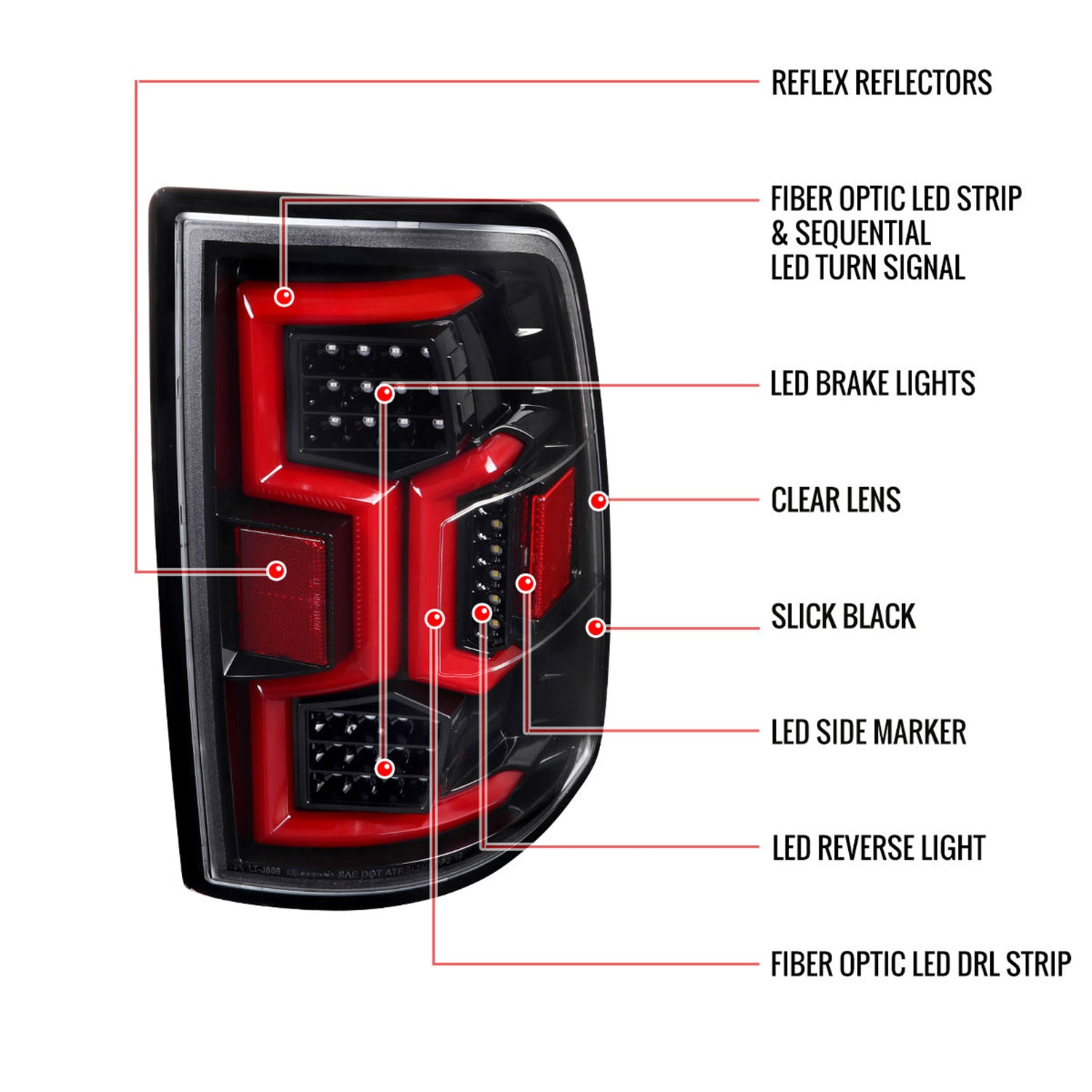 2019-2024 Dodge RAM 2500/3500 LED Signal Tail Lights Jet Black/Clear