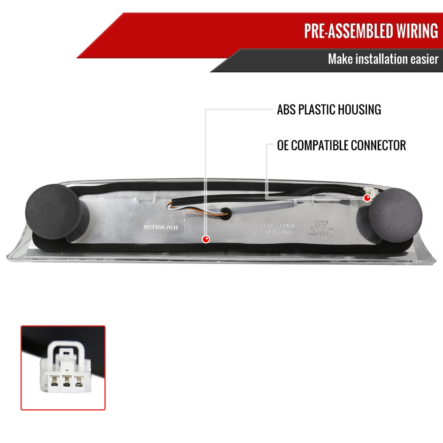 2004-2015 Nissan Titan LED 3rd Brake Light Chrome Housing/Clear Lens