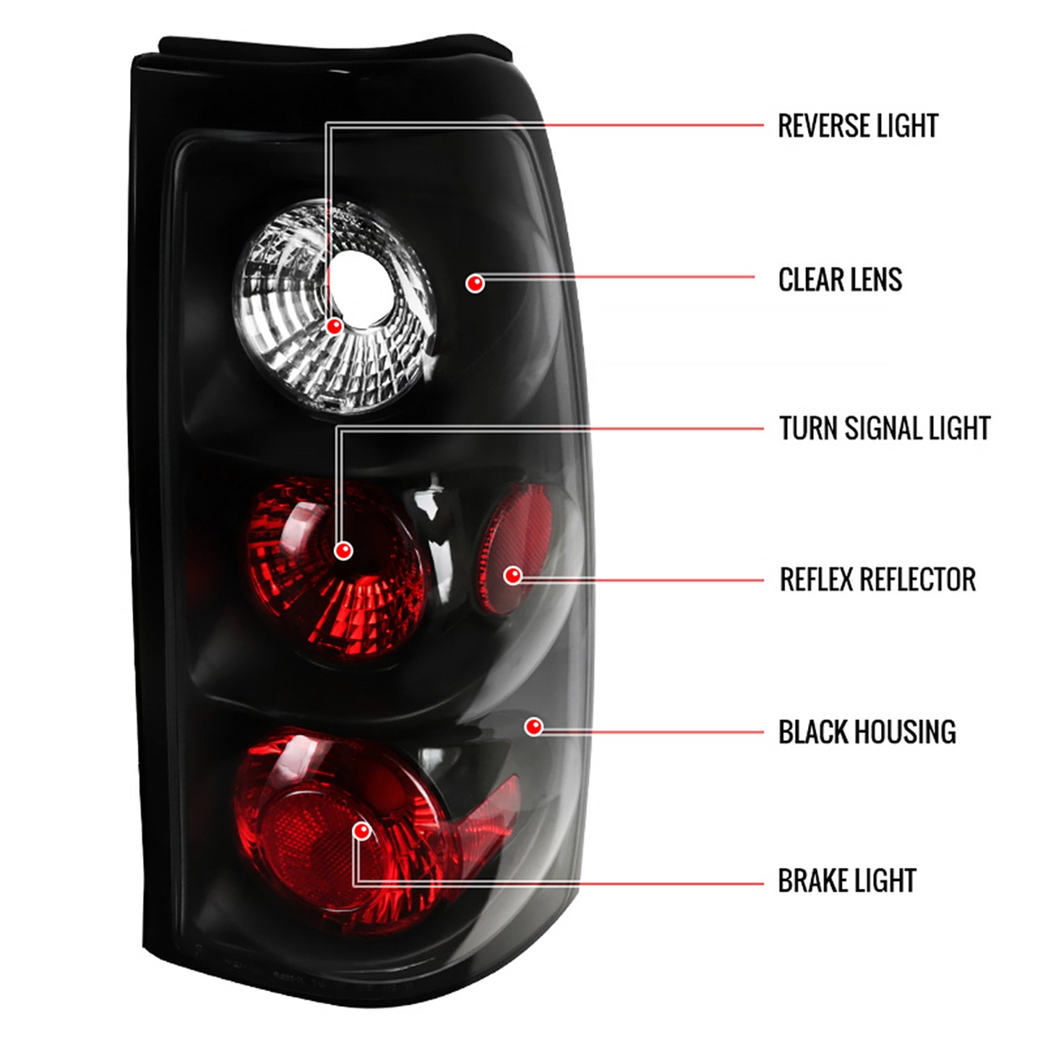 2003-2006 Chevrolet Silverado Tail Lights Matte Black Housing/Clear Lens