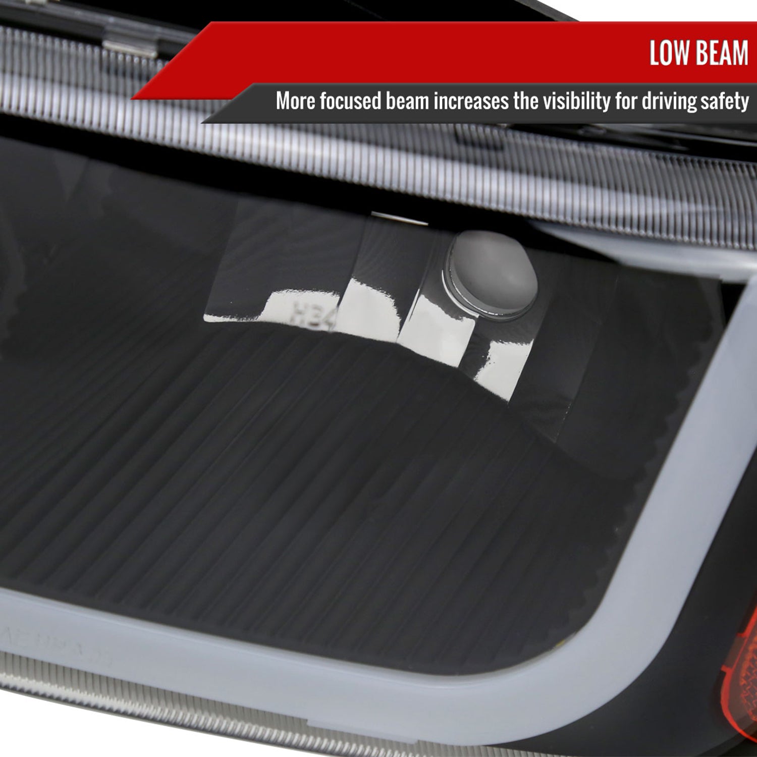 2001-2006 GMC Yukon Denali / XL LED Bar Factor Headlights Matte Black/Clear