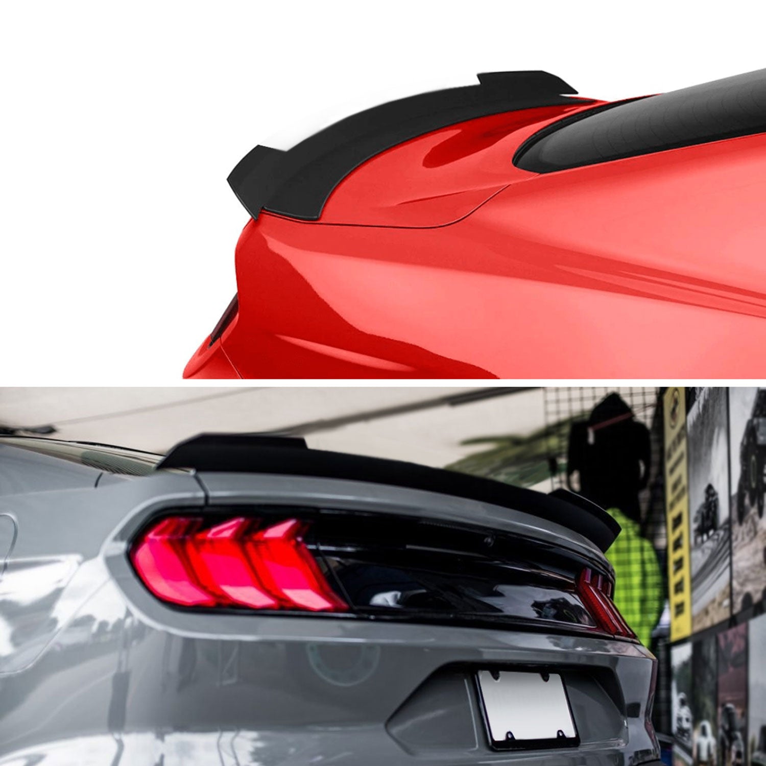 2015-2022 Ford Mustang Matte Black ABS Modern Style Rear Spoiler