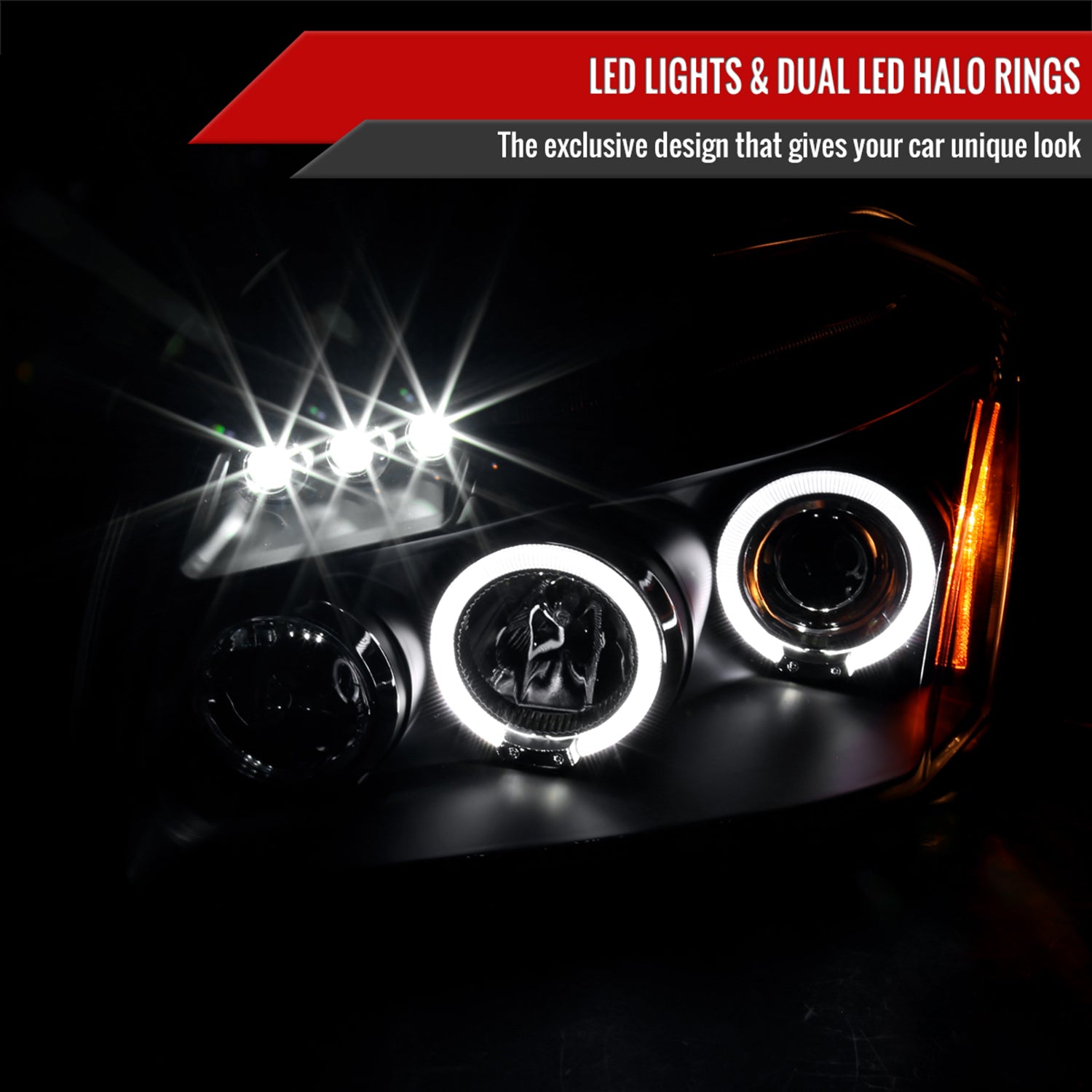 2005-2007 Dodge Magnum Dual Halo Projector Headlights Matte Black/Clear Lens