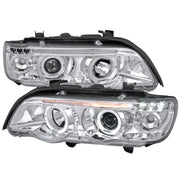 2001-2003 BMW E53 X5 Dual Halo Projector Headlights Chrome/Clear Lens