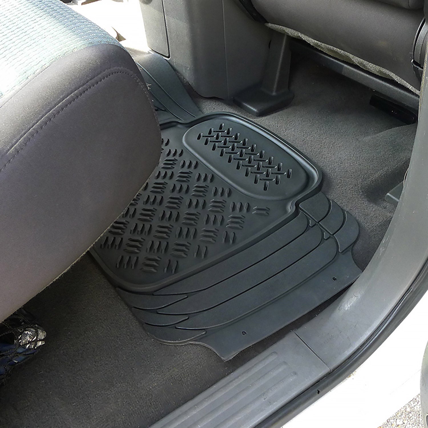 Universal fit Rubber Car Floor Mats Liner All Weather 3Pcs Black