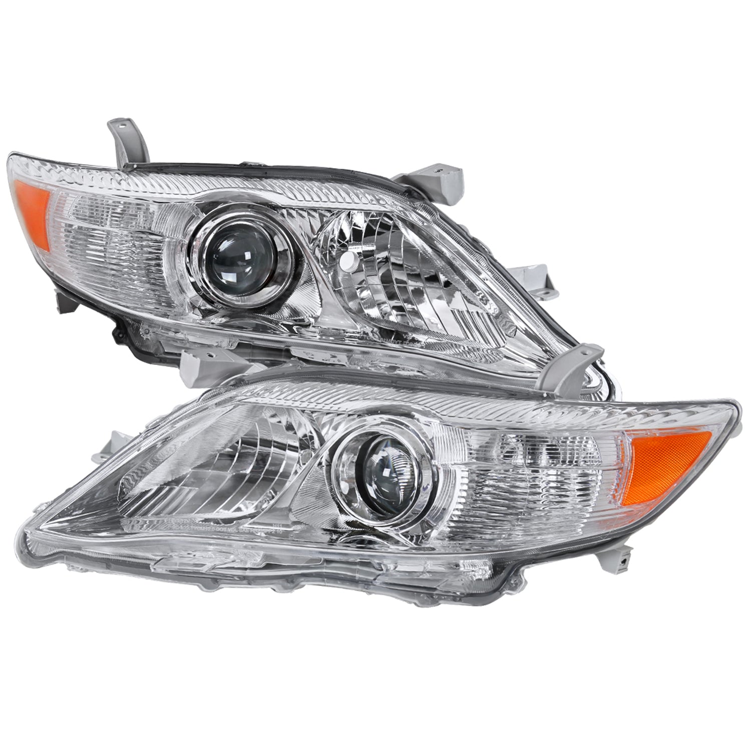 2010-2011 Toyota Camry Projector Headlights w/ Amber Reflectors Chrome/Clear