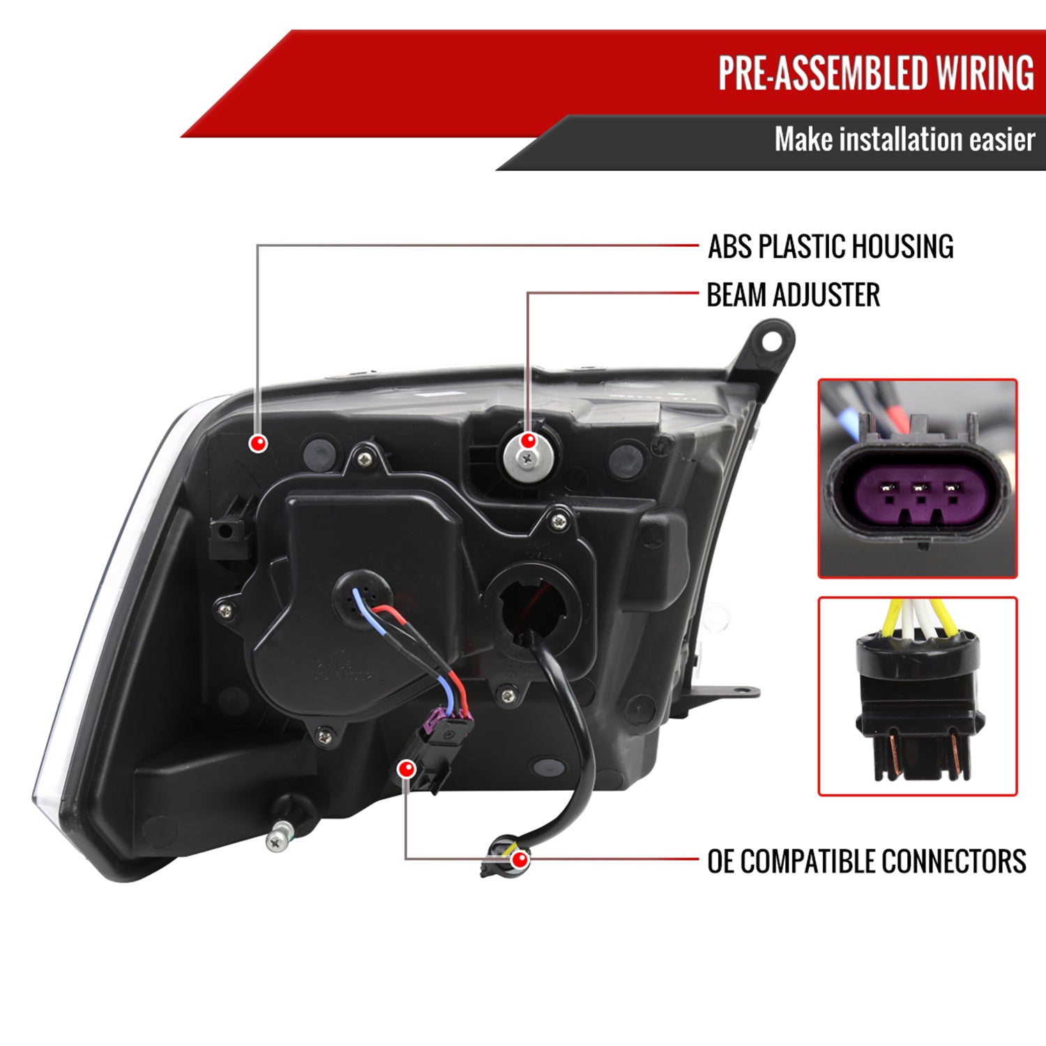 2009-2018 Dodge RAM 1500/ RAM 2500 3500 Dual LED Bar Factory Headlights Chrome