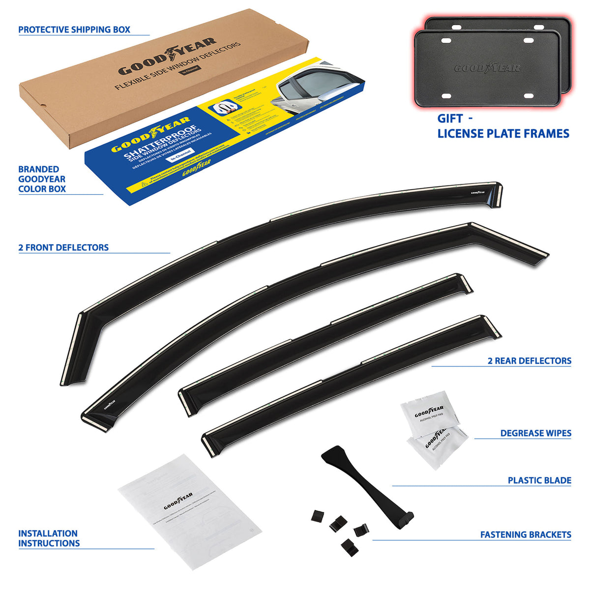 Goodyear Wind Deflectors for Buick Envision 2021-2026 In-channel Smoke 4Pcs