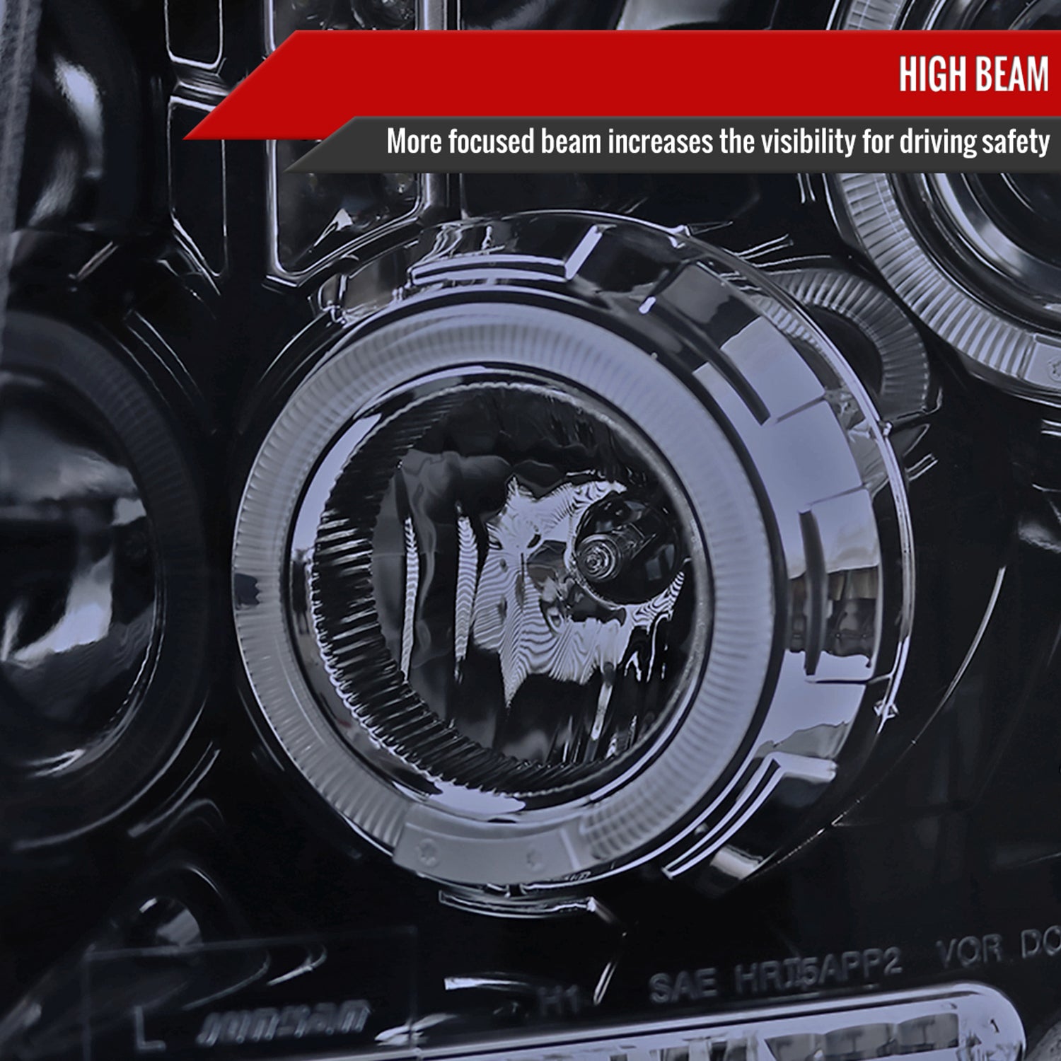 2009-2014 Ford F-150 Dual Halo Projector Headlights Glossy Black/Smoke Lens