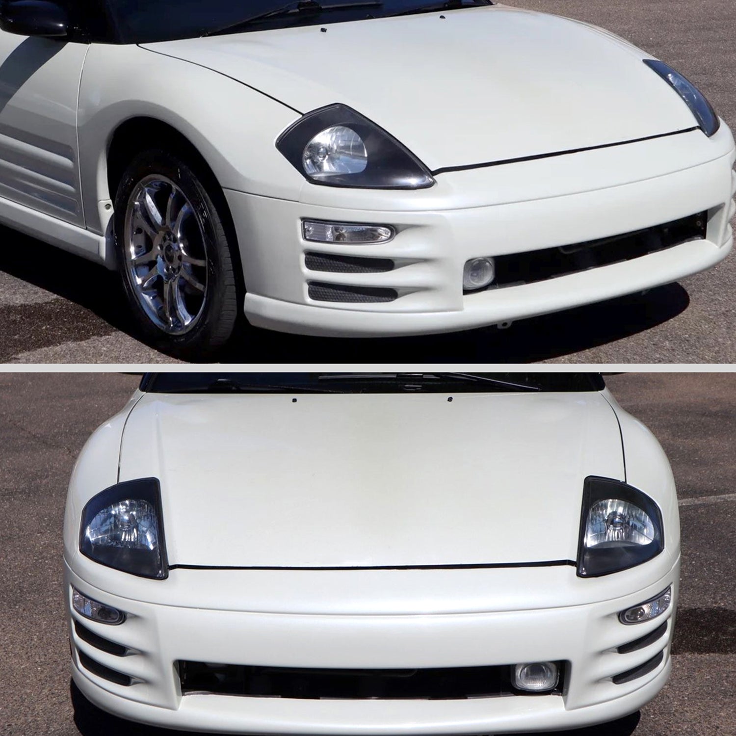 2000-2005 Mitsubishi Eclipse Factory Style Crystal Headlights Matt Black/Clear