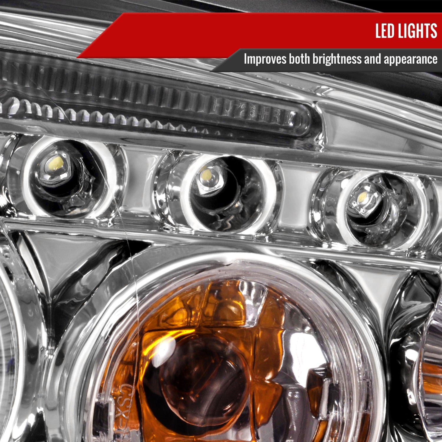 2004-2007 Chevy Malibu Dual Halo Projector Headlights Chrome/Clear Lens