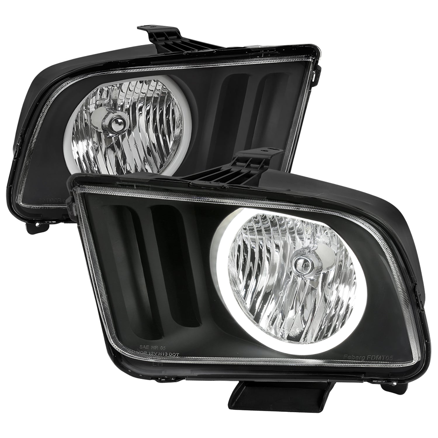 2005-2009 Ford Mustang LED Halo Factory Style Headlights Matte Black/Clear