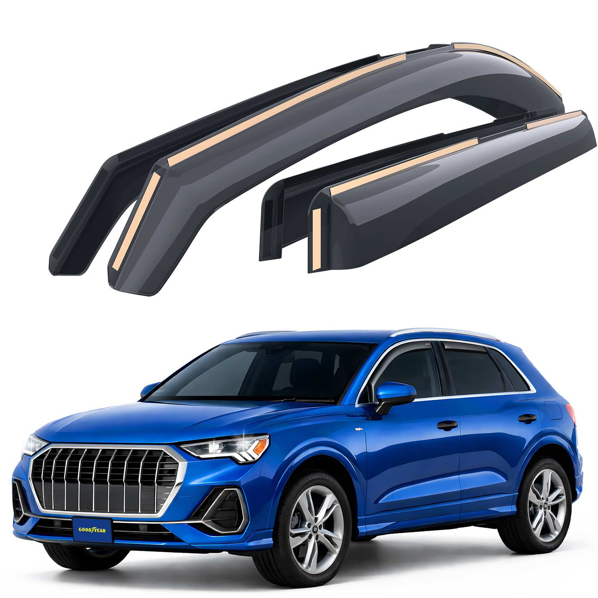 Goodyear Wind Deflectors for Audi Q3 2019-2026 In-channel Premium Smoke 4Pcs