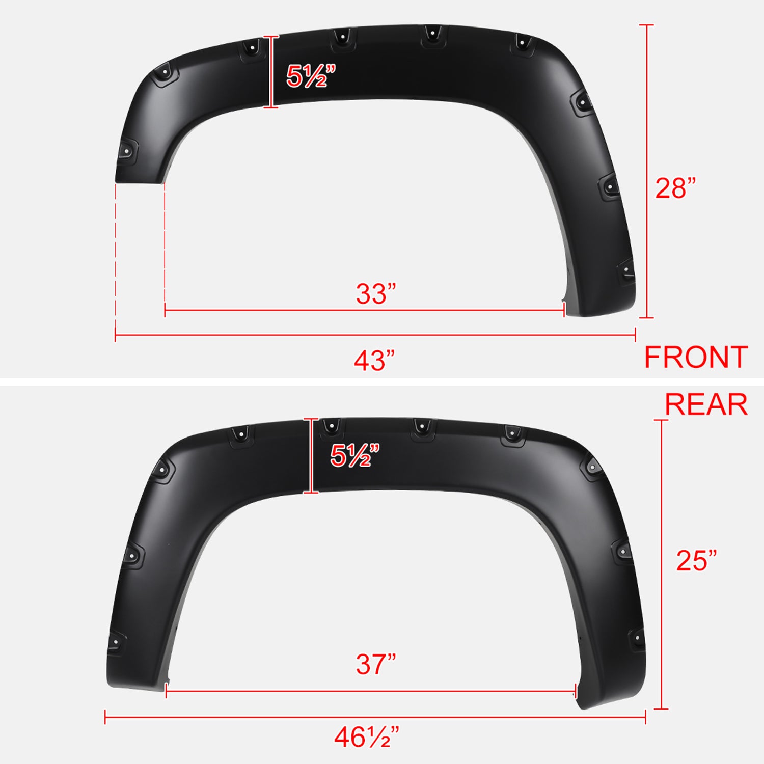 1988-1998 Chevy 1500 / 1992-1999 Suburban/Yukon Rivet Style Fender Flares