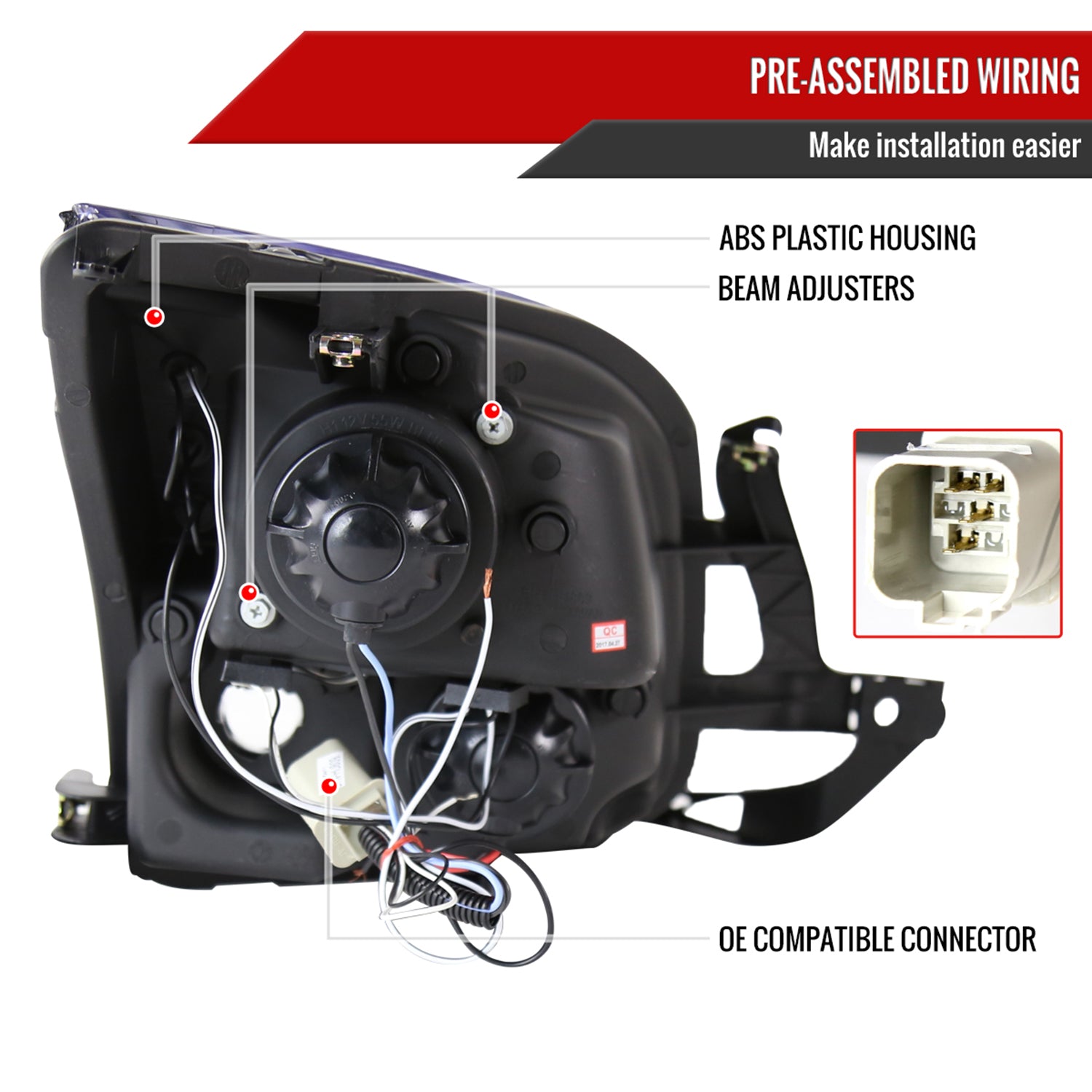 2006-2009 Ford Fusion Dual Halo Projector Headlights Glossy Black/Smoke Lens