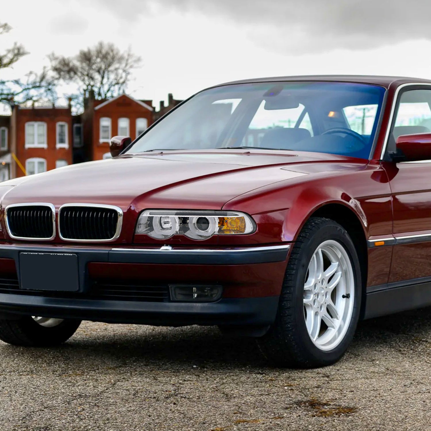 1995-2001 BMW E38 7 Series LED Bar Dual Halo Projector Headlights Chrome/Clear